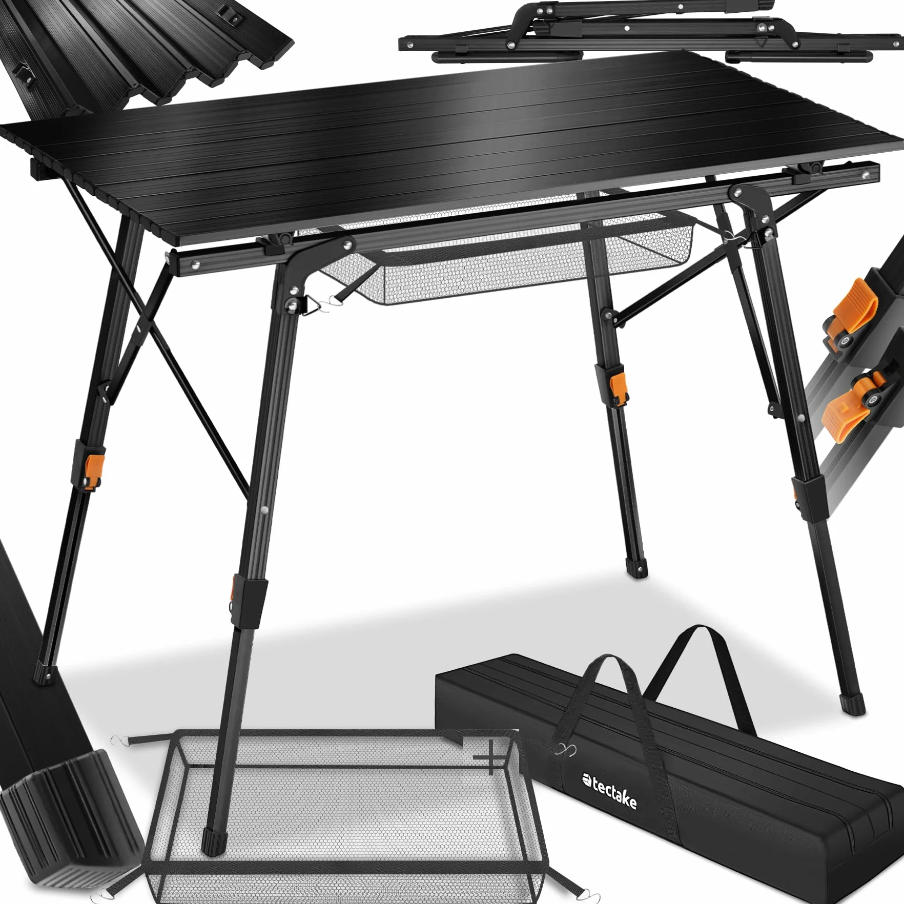 Tectake Table Pliante de Pique Nique et Camping en Aluminium Réglable en Hauteur avec Sac de Transport