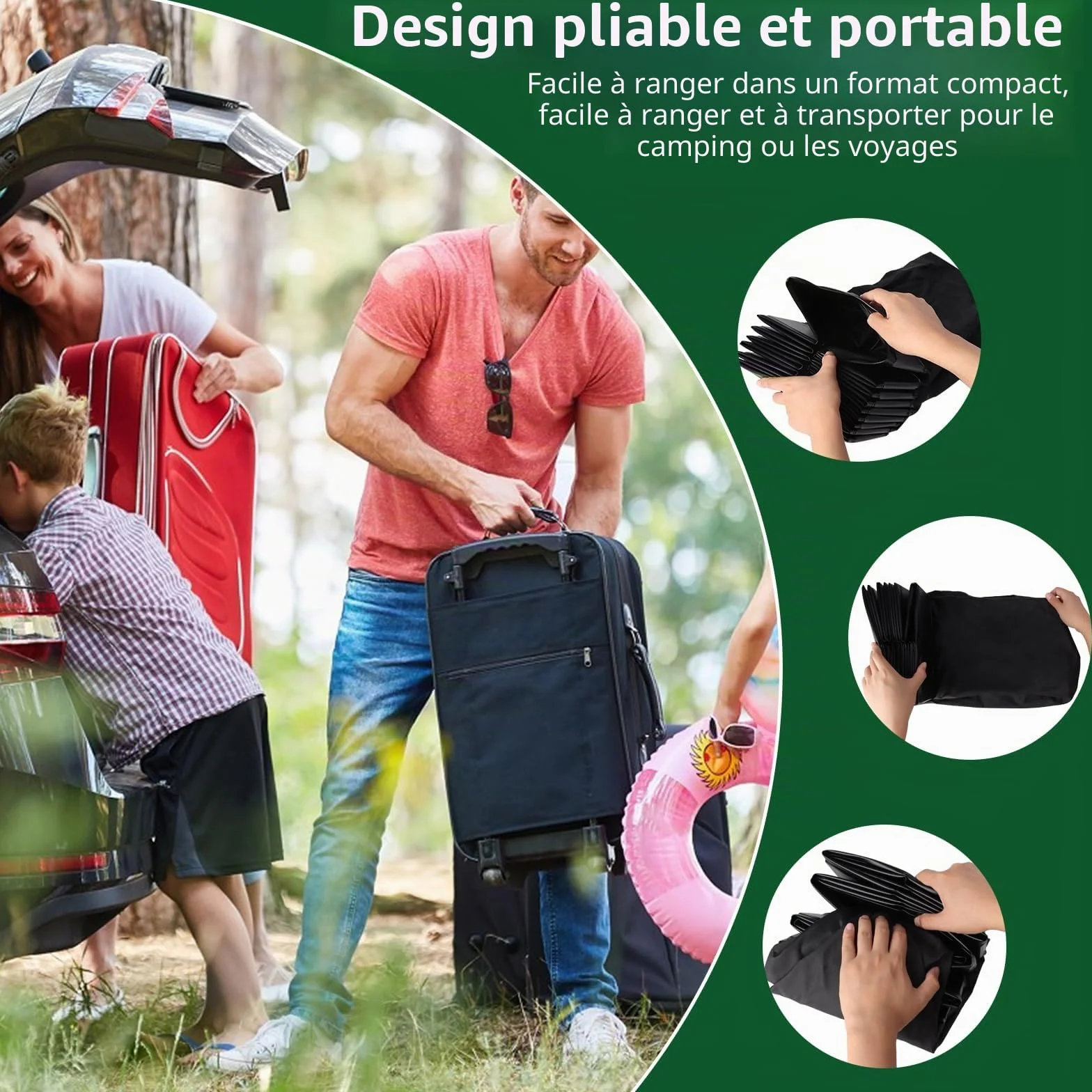 Pliable Base de Douche, 104x104x13cm Grand Receveur de Douche Portable avec Drain, Base de Douche de Camping, intérieur et extérieur Tente de Camping Plateau de Douche Base d'auvent