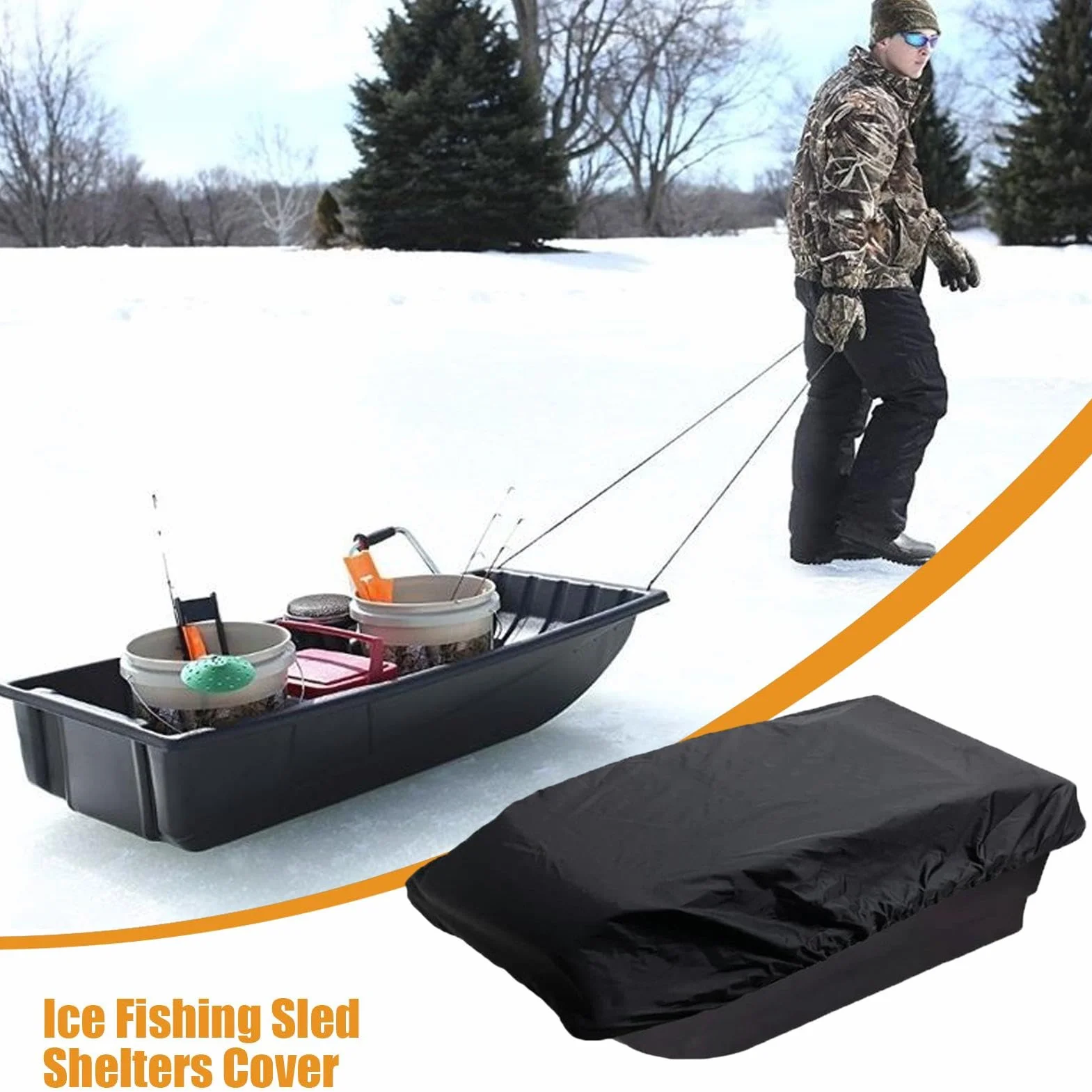 Luge pour la pêche | Traîneau de pêche sur Glace de Voyage extérieur pour l'hiver, la Chasse, Le Voyage, traîneau de Protection avec Serrage élastique pour la Neige, la poussière, Le Gel