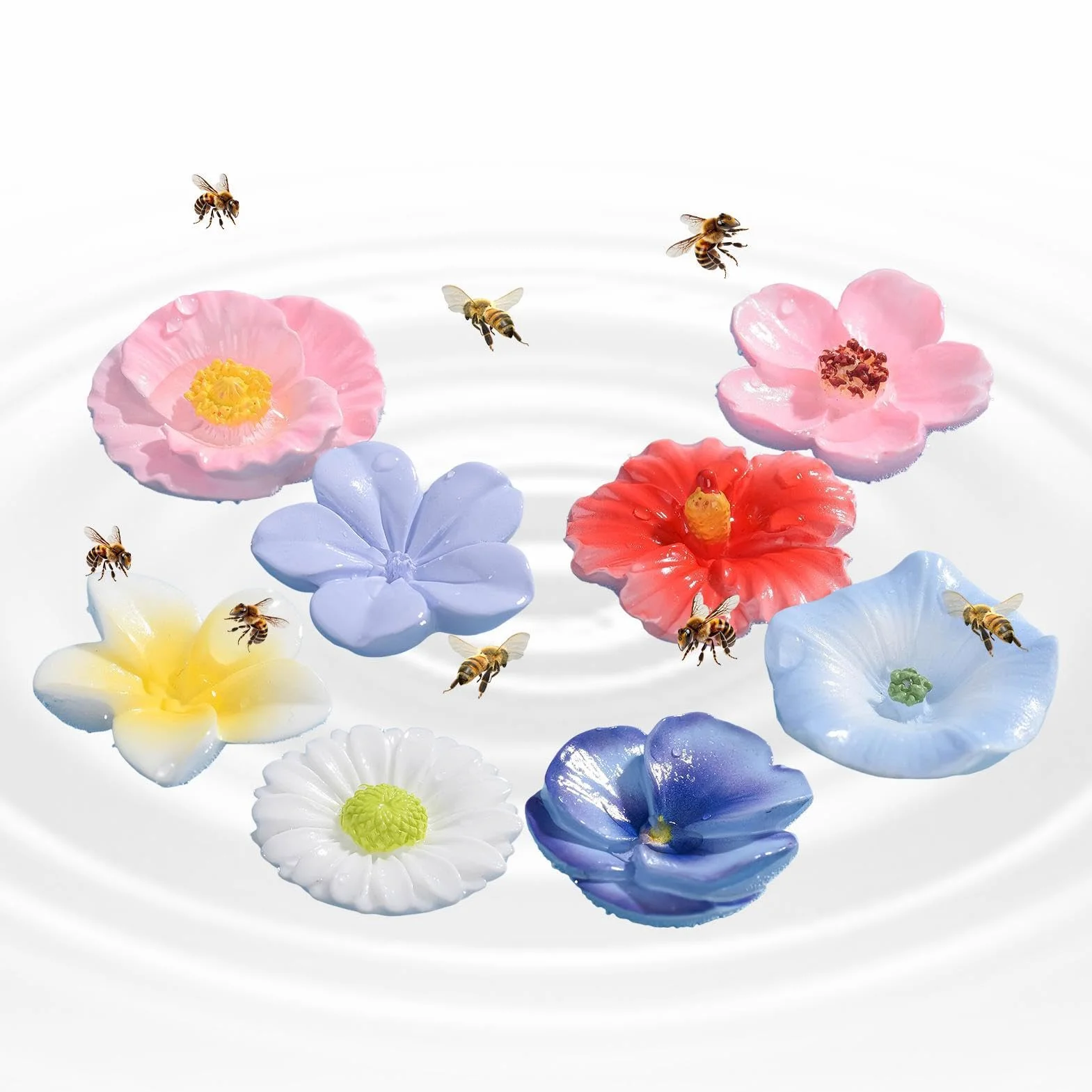 Abreuvoir à Abeilles 8 Pièces Station de Nourrissage Résistant aux Intempéries Set de Bols pour Papillons et Abeilles