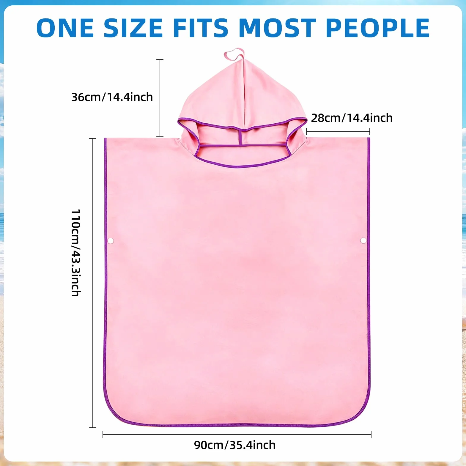 Poncho de Bain Adulte, Poncho de Surf, Poncho de Bain, Serviette de Plage, Poncho de Plage, Séchage Rapide, Anti-Vent et Chaud, Serviette Poncho pour Sport Camping Plage Surf