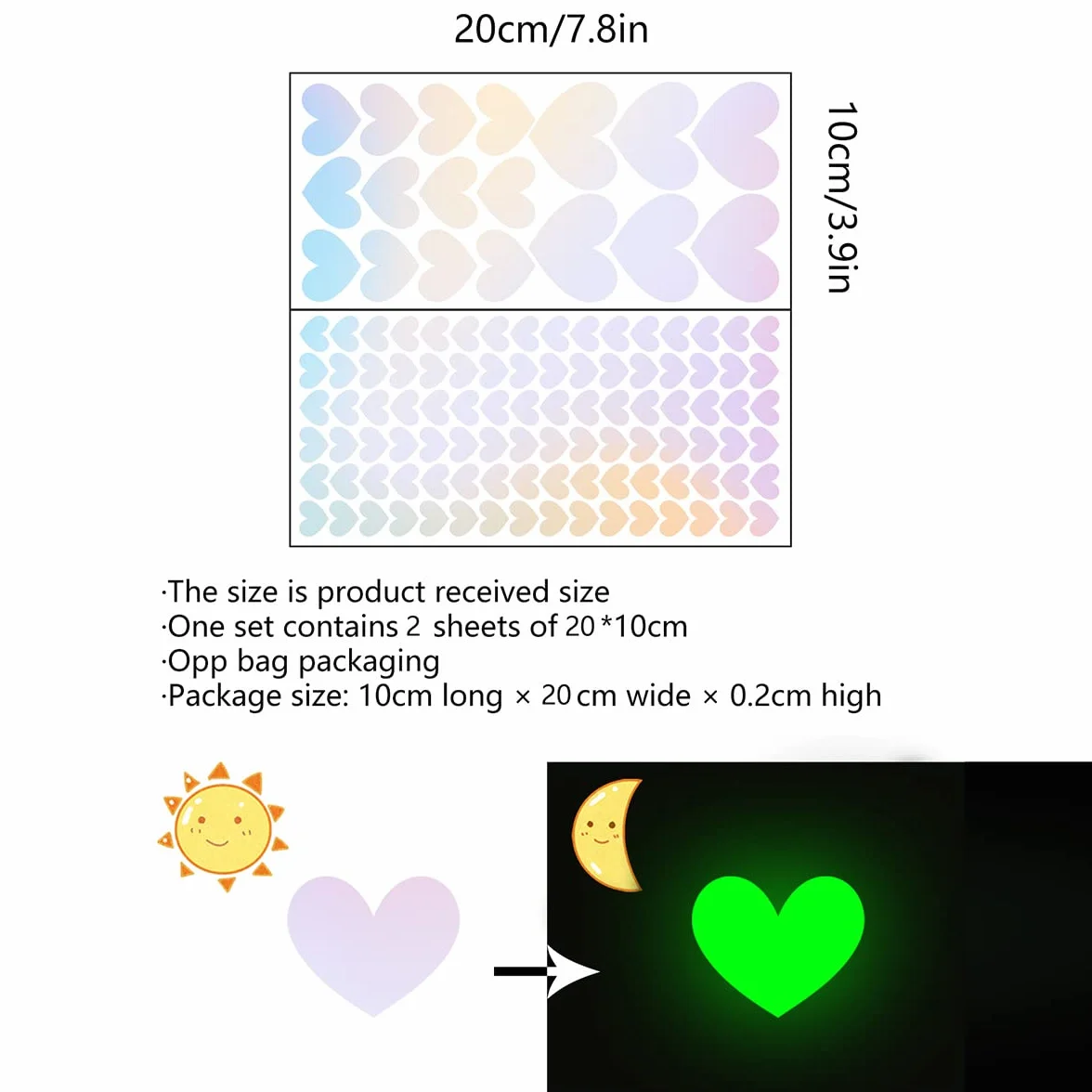 Autocollants muraux lumineux cœur brillant dans le noir INF, jeu pour chambres d'enfants