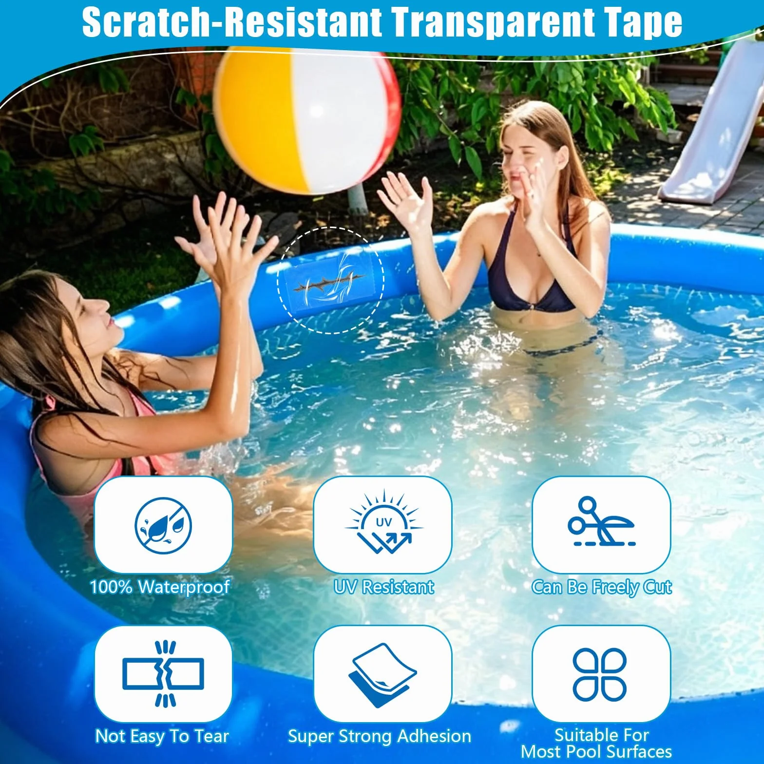 Ruban adhésif étanche 10 x 150 cm, ruban de réparation autocollant pour piscine et bassin