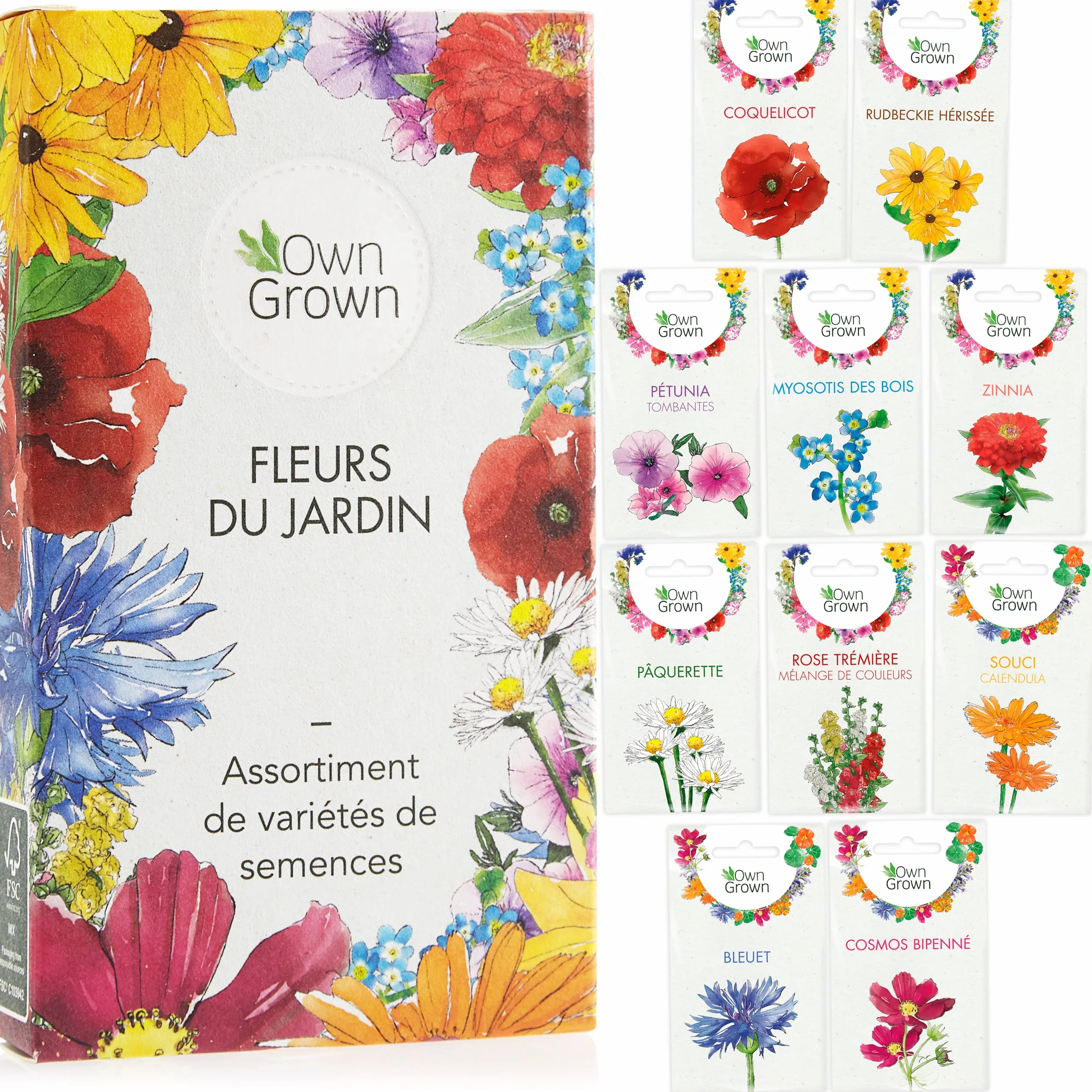 OwnGrown 10 variétés de semences de fleurs comestibles - Kit prêt-à-pousser pour jardin et balcon
