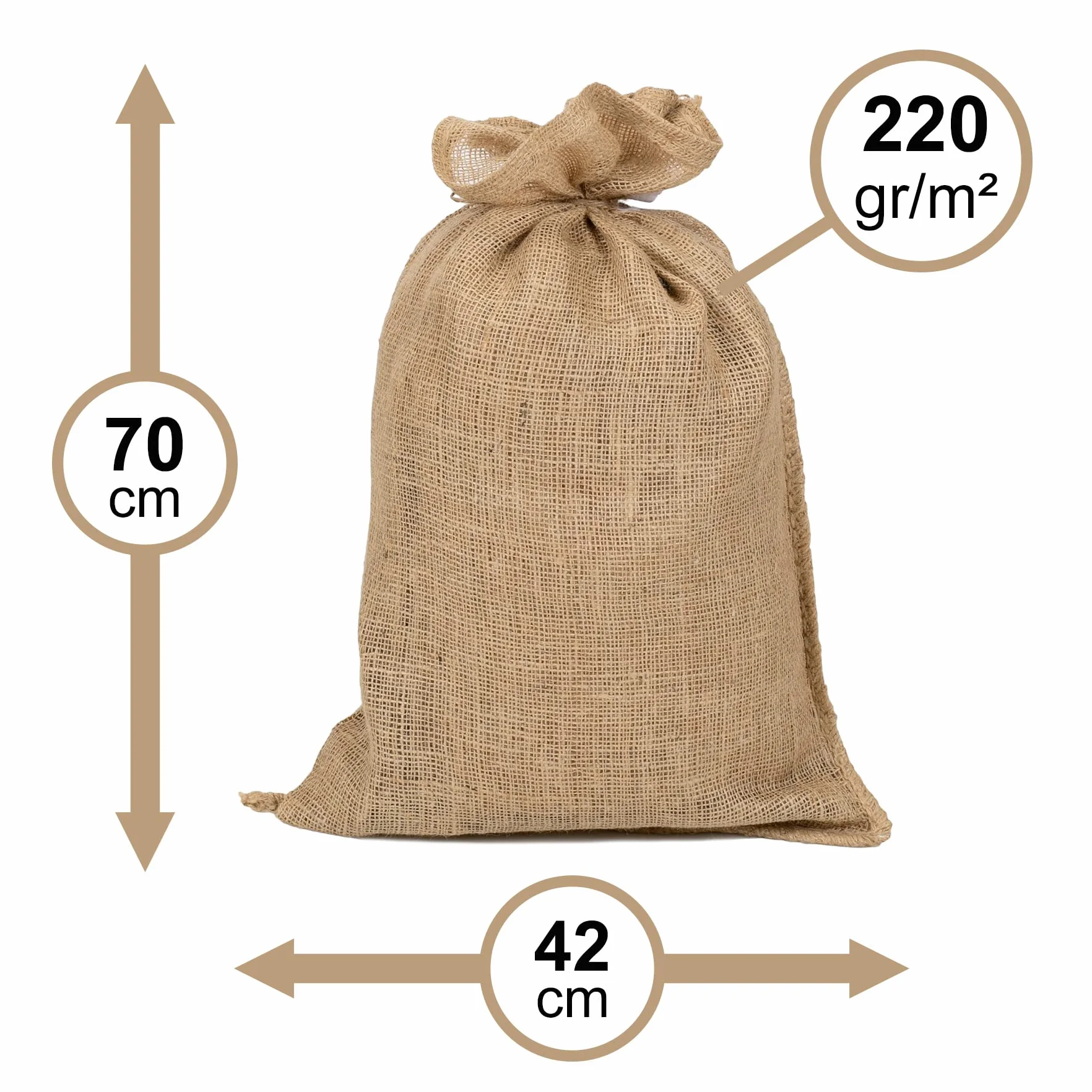 La Cordeline Lot 3 Sacs Toile de Jute Naturelle 42 x 70 cm 220 gr/m2 15kg Usage Jardin Stockage