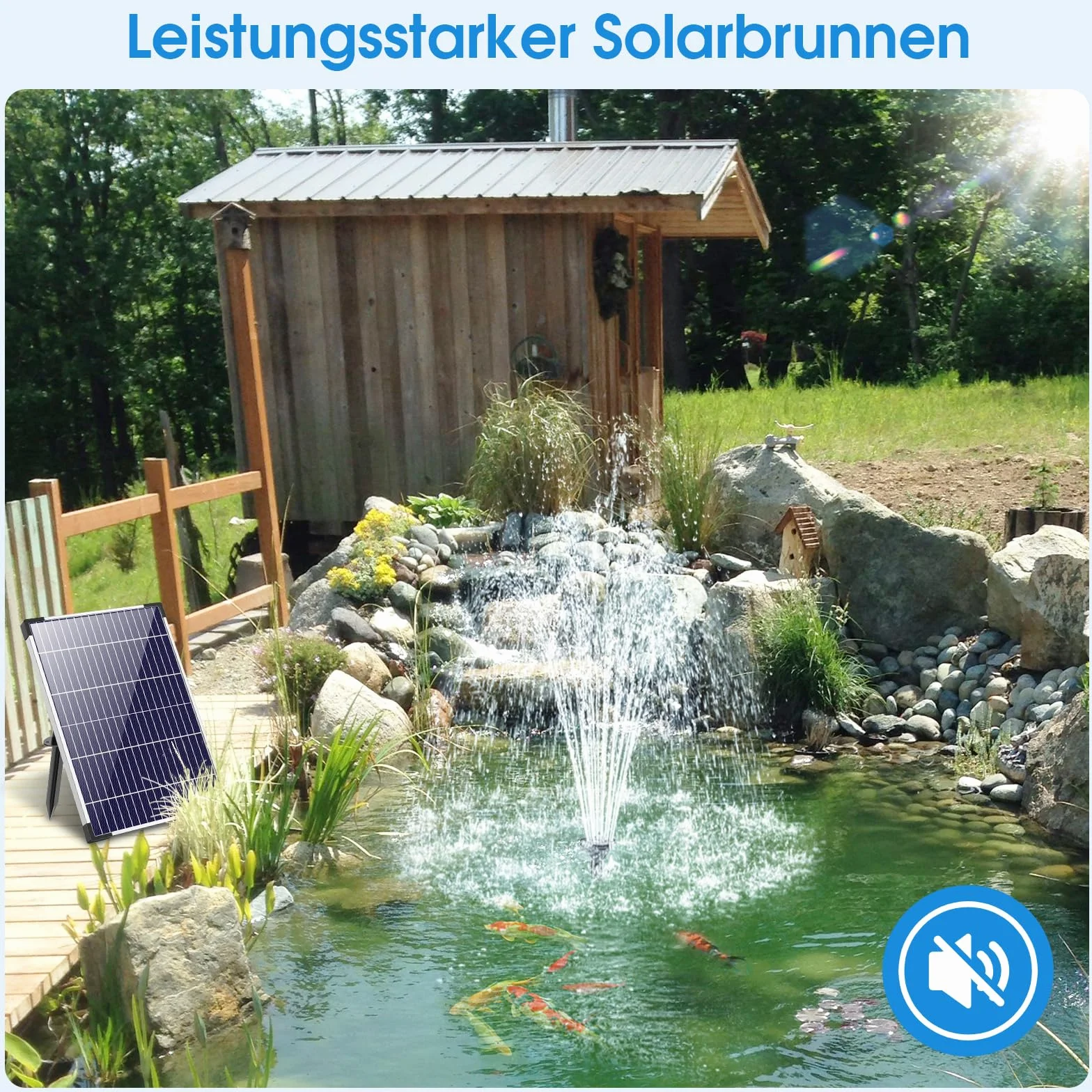 Pompe de bassin solaire extérieur 12 W avec tuyau 2 m câble 5 m fontaine solaire