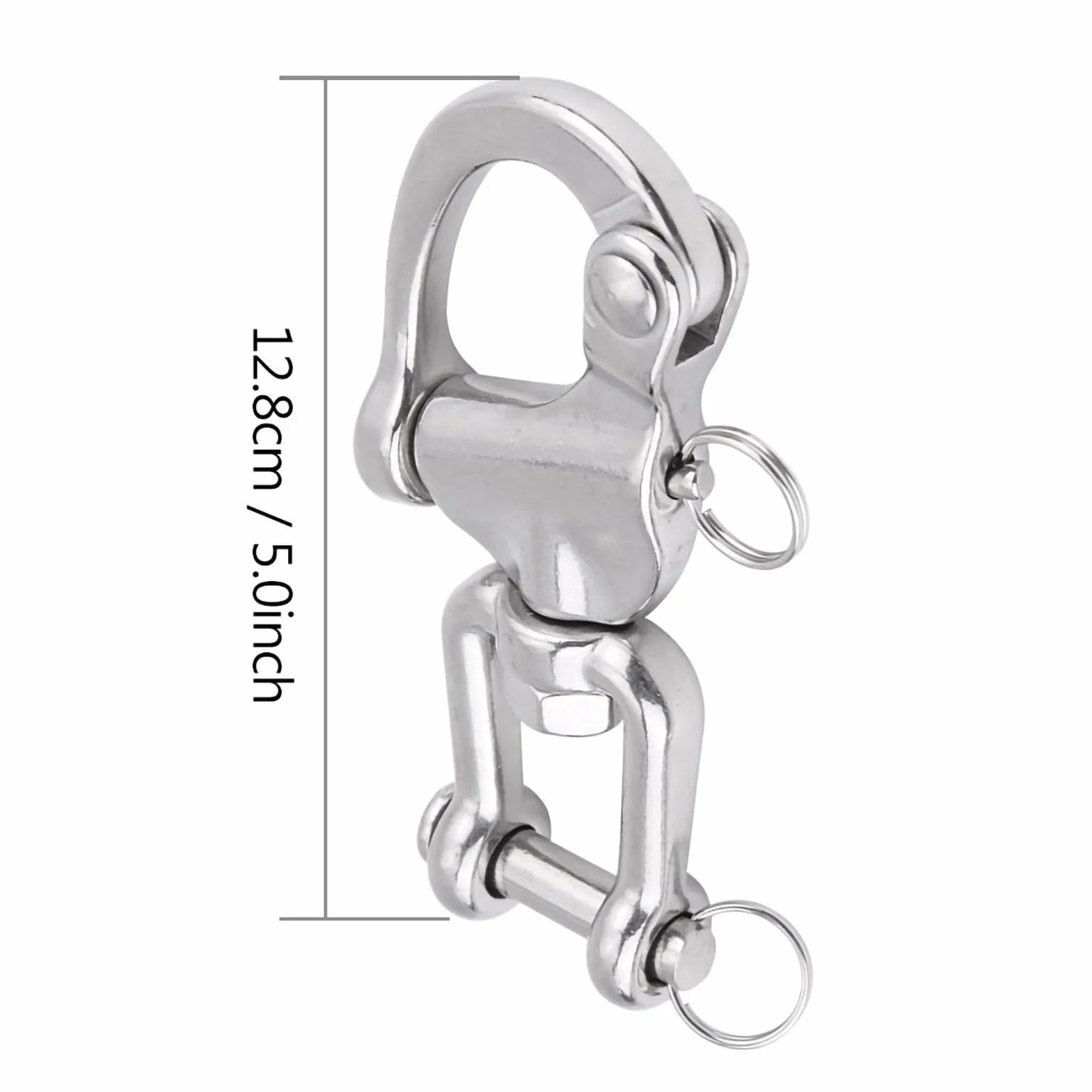 Keenso Mousqueton Pivotant à Emerillon, Maillons Rapides en Acier Inoxydable 316 Crochet à Ressort Rapide à Largage pour Drisse de Voilier Bateaux(128mm)