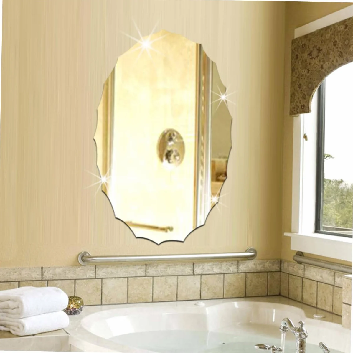 Cabilock Miroir Autocollant Oval Sticker Miroir pour Salle De Bain Décoration Murale