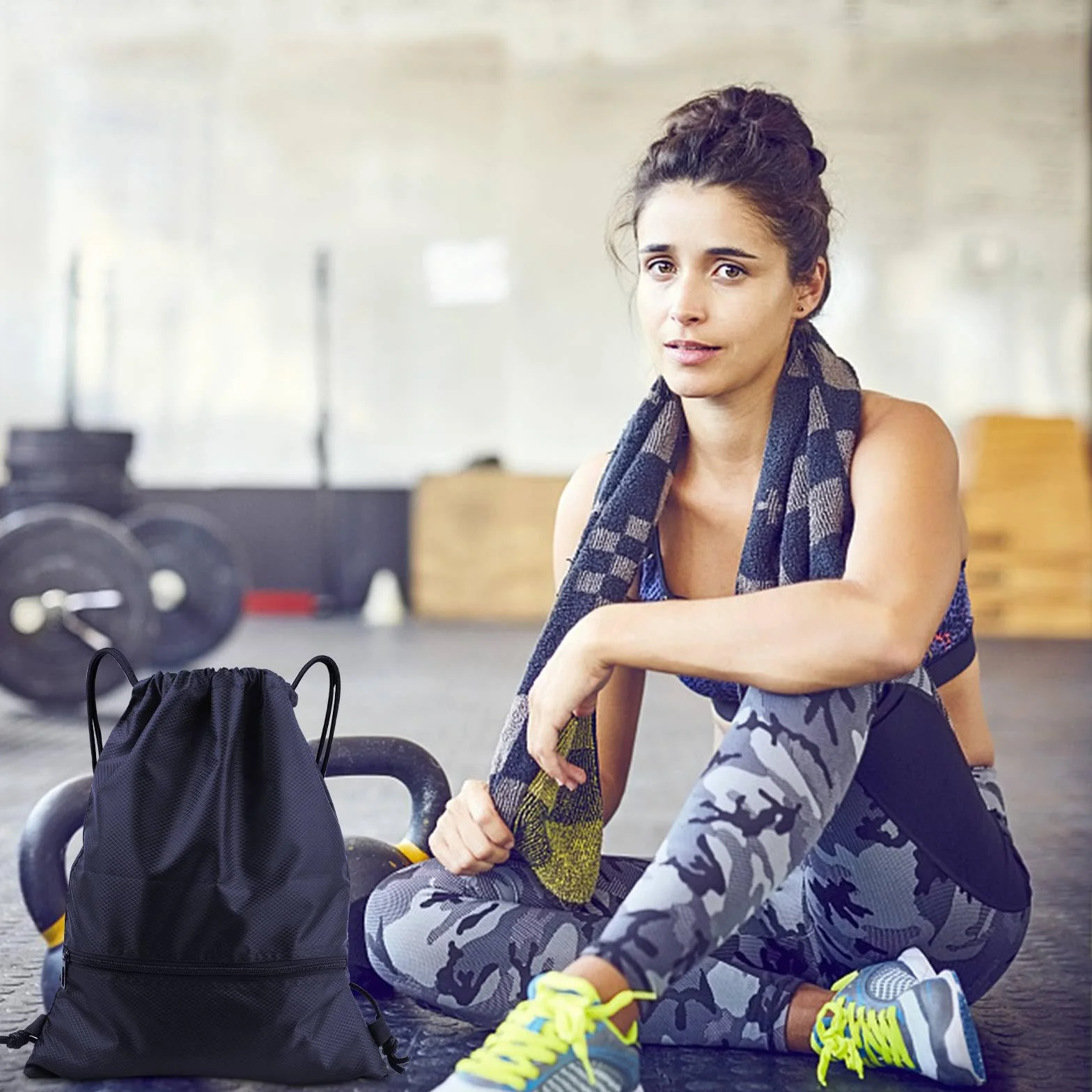 Sac à dos en nylon, Sac de Sport avec Cordon de Serrage,à dos avec sacs de sport à cordon,Sac de Sport réglable pour Hommes et Femmes avec Poche intérieure pour Le Sport et Les Voyages