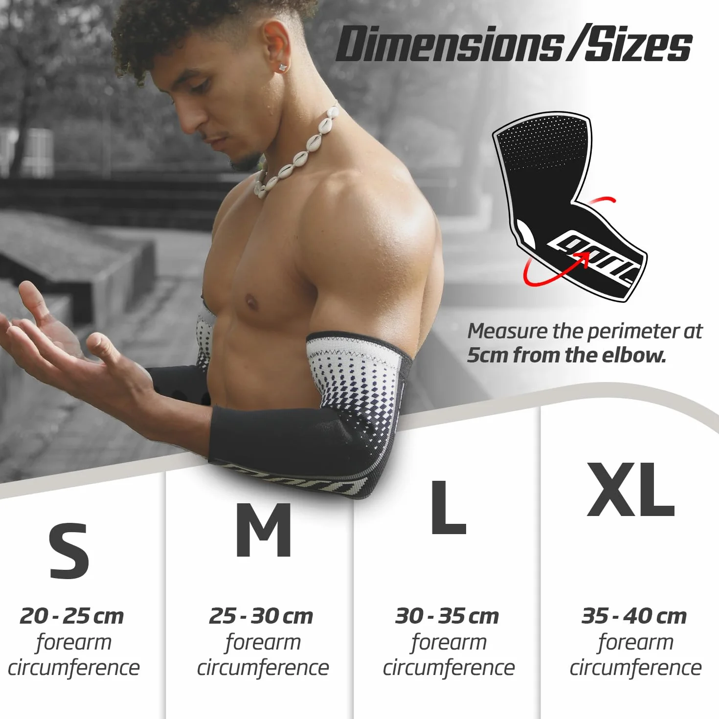 Coudières de compression sportives (paire) - Manches de support pour coudes - Antidérapantes et élastiques pour la callisthénie, le fitness, la gym - Homme/Femme (Noir, X-Large), blanc, L