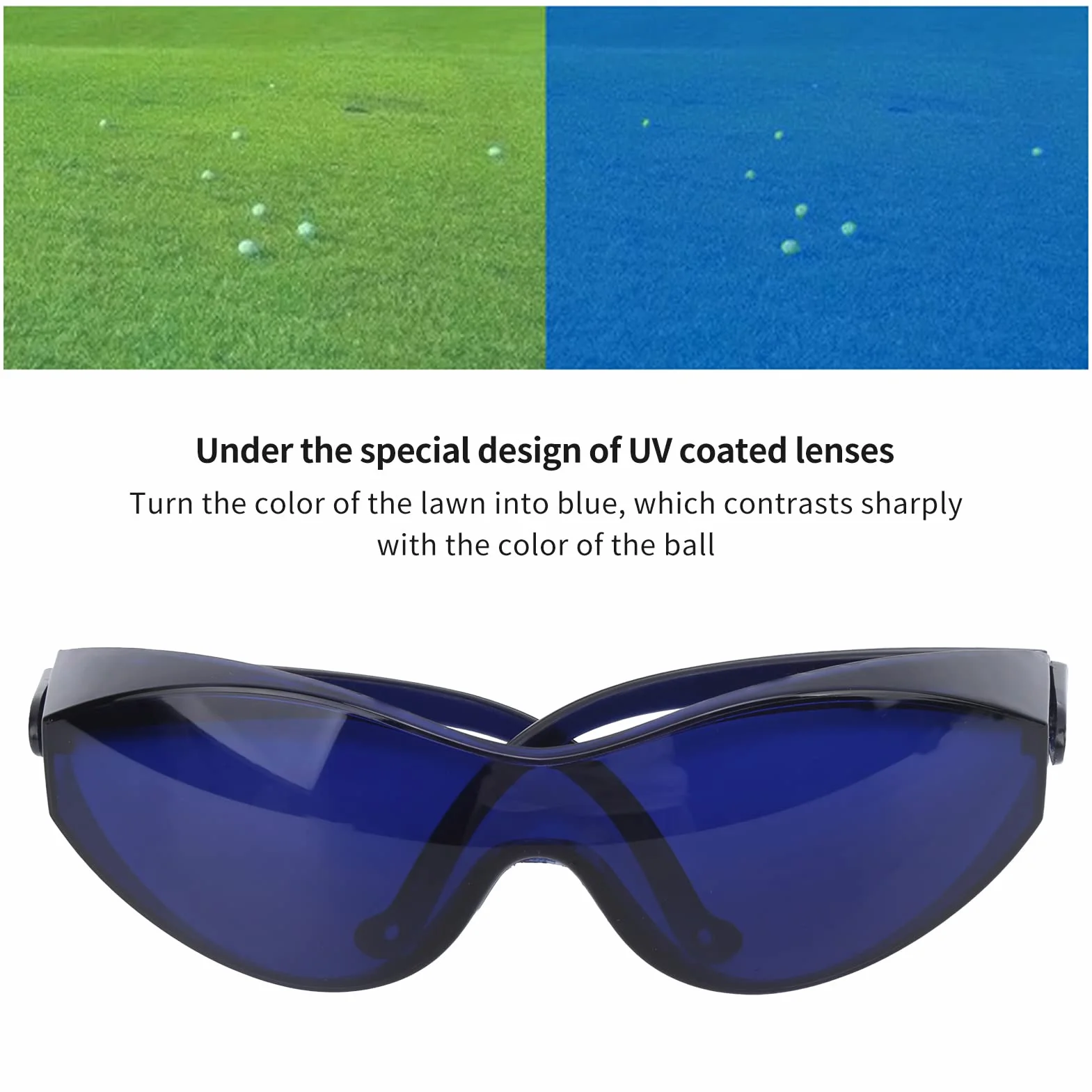 Lunettes De Localisation De Balle De Golf, Détecteur De Balle De Golf à Large Champ De Vision, Avec étui à Fermeture éclair, Lunettes à Lentilles Professionnelles Bleues