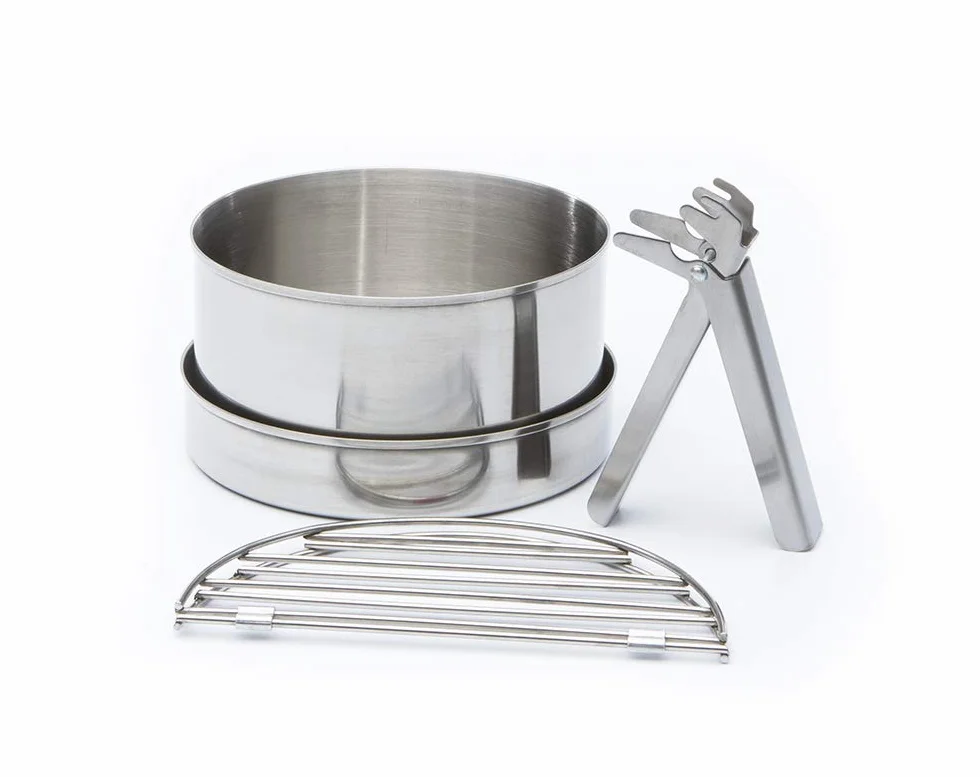 Kelly Kettle Kit de 'Scout' avec Bouilloire de 1,2l en Acier Inoxydable + Batterie de Cuisine + Support de Marmite + Sac de Transport