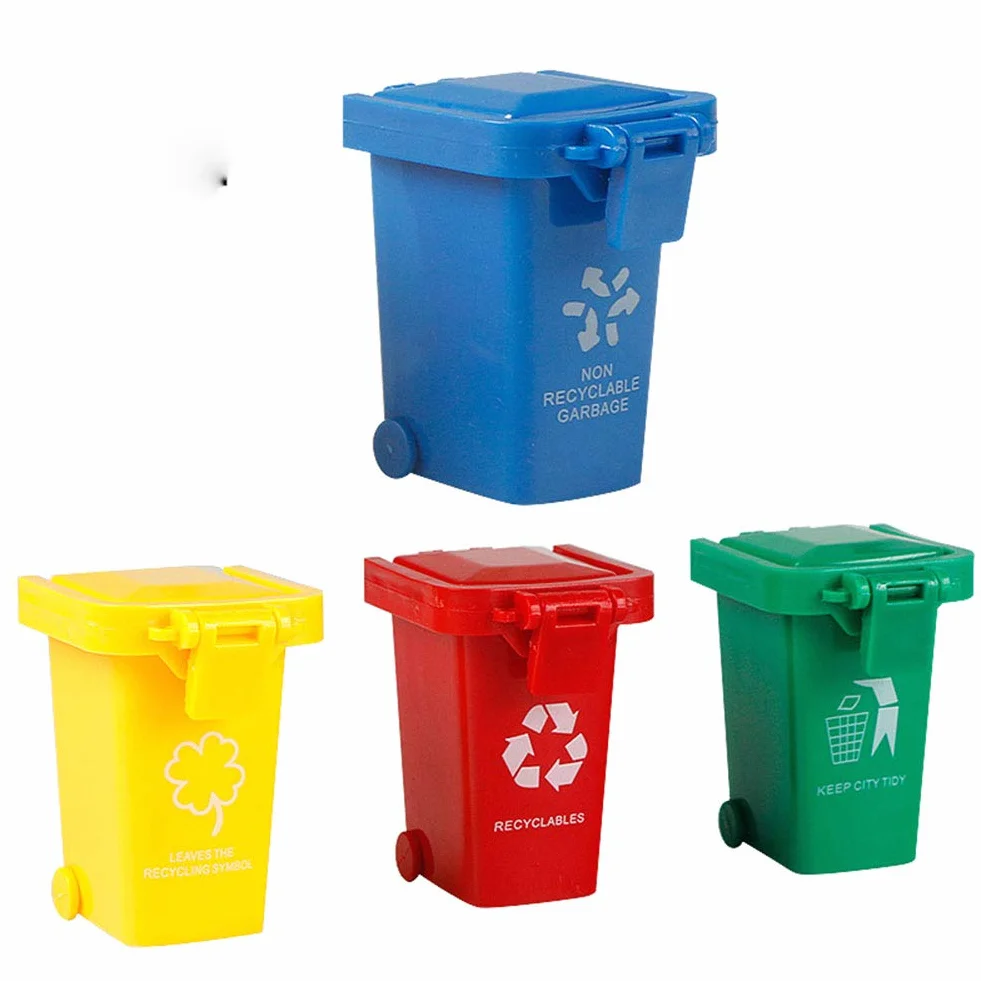 Lot de 4 Mini Poubelles Multicolores pour Enfants