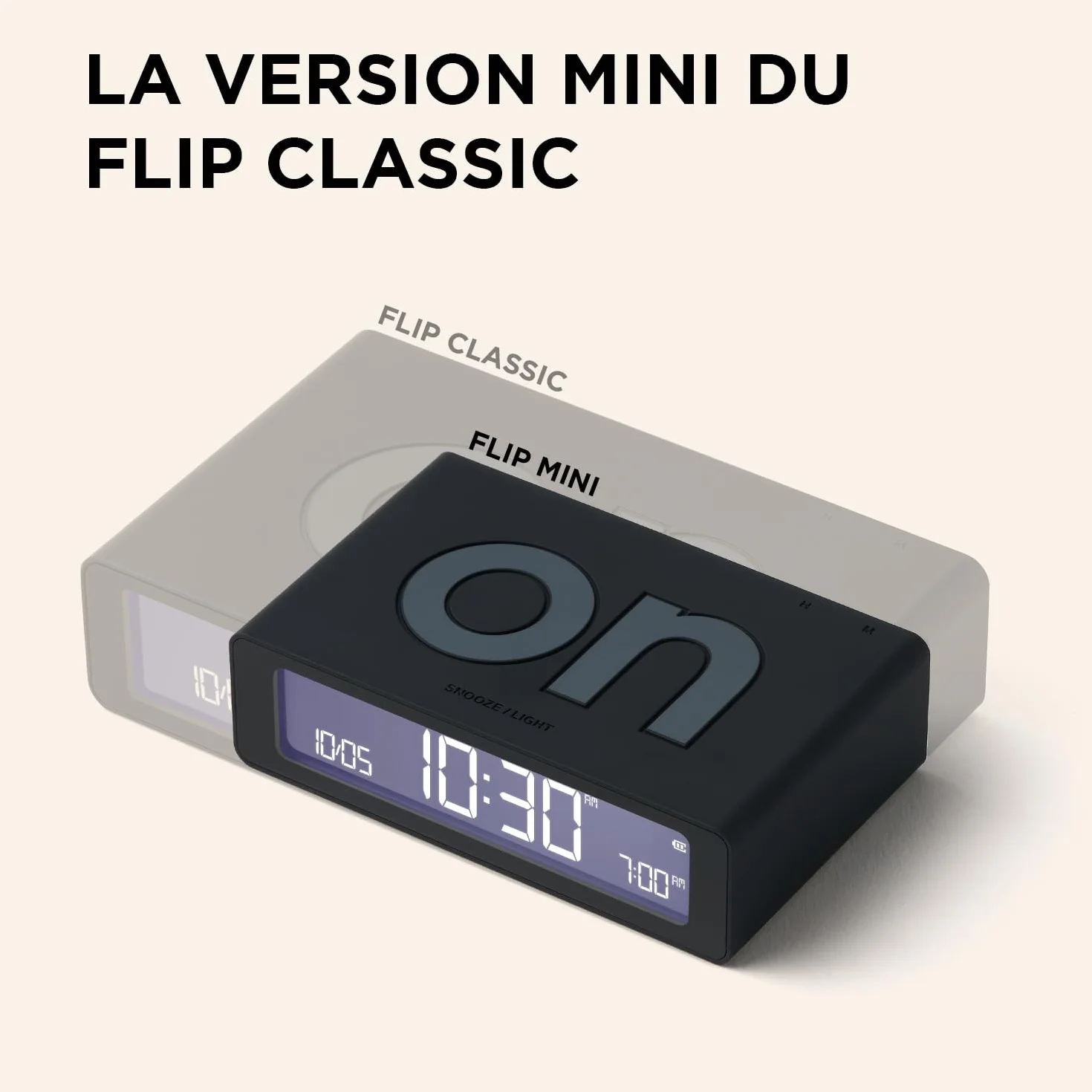 Lexon Flip Mini Réveil Matin Voyage, Horloge Numérique LED Réglable, Rechargeable Tactile - Or