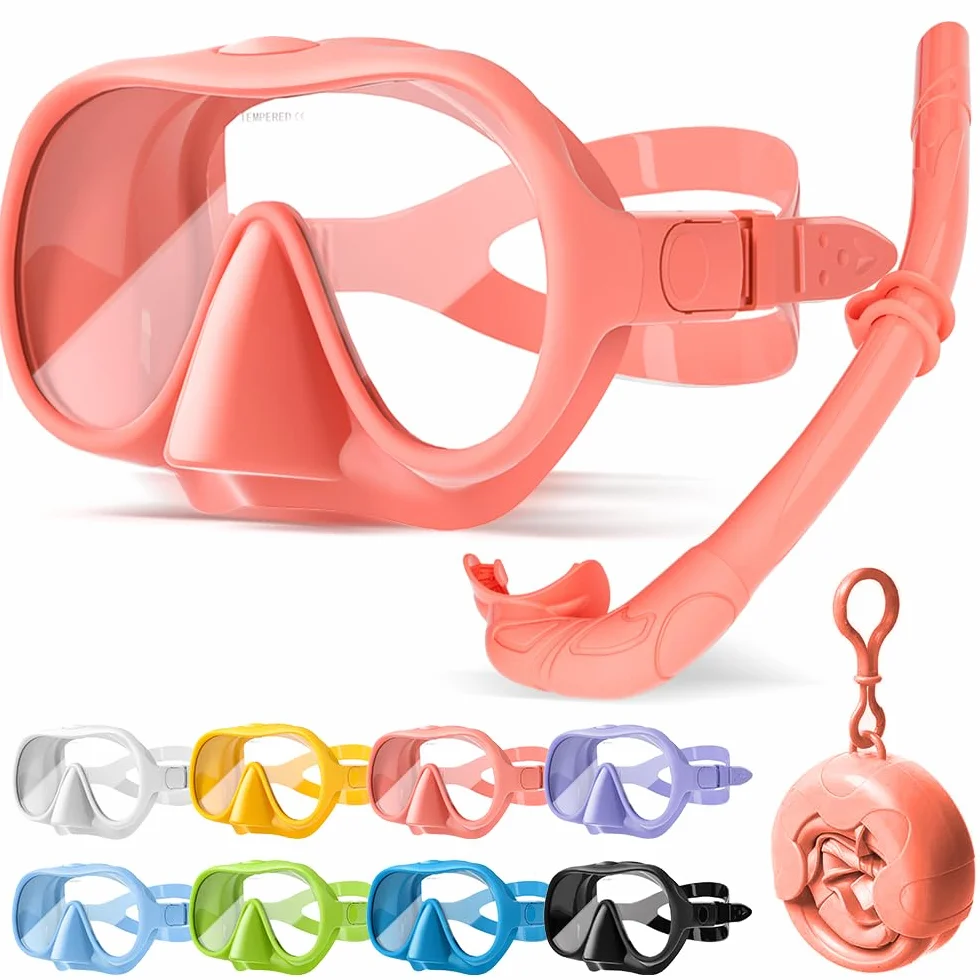 Masque Plongée Adulte, Masque de Plongee avec Tuba, Macaron Masque Snorkeling, Lunettes Plongée Pnoramiques 180°, Masque Tuba Anti-Fuite Anti-buée, Diving Mask en Verre trempé