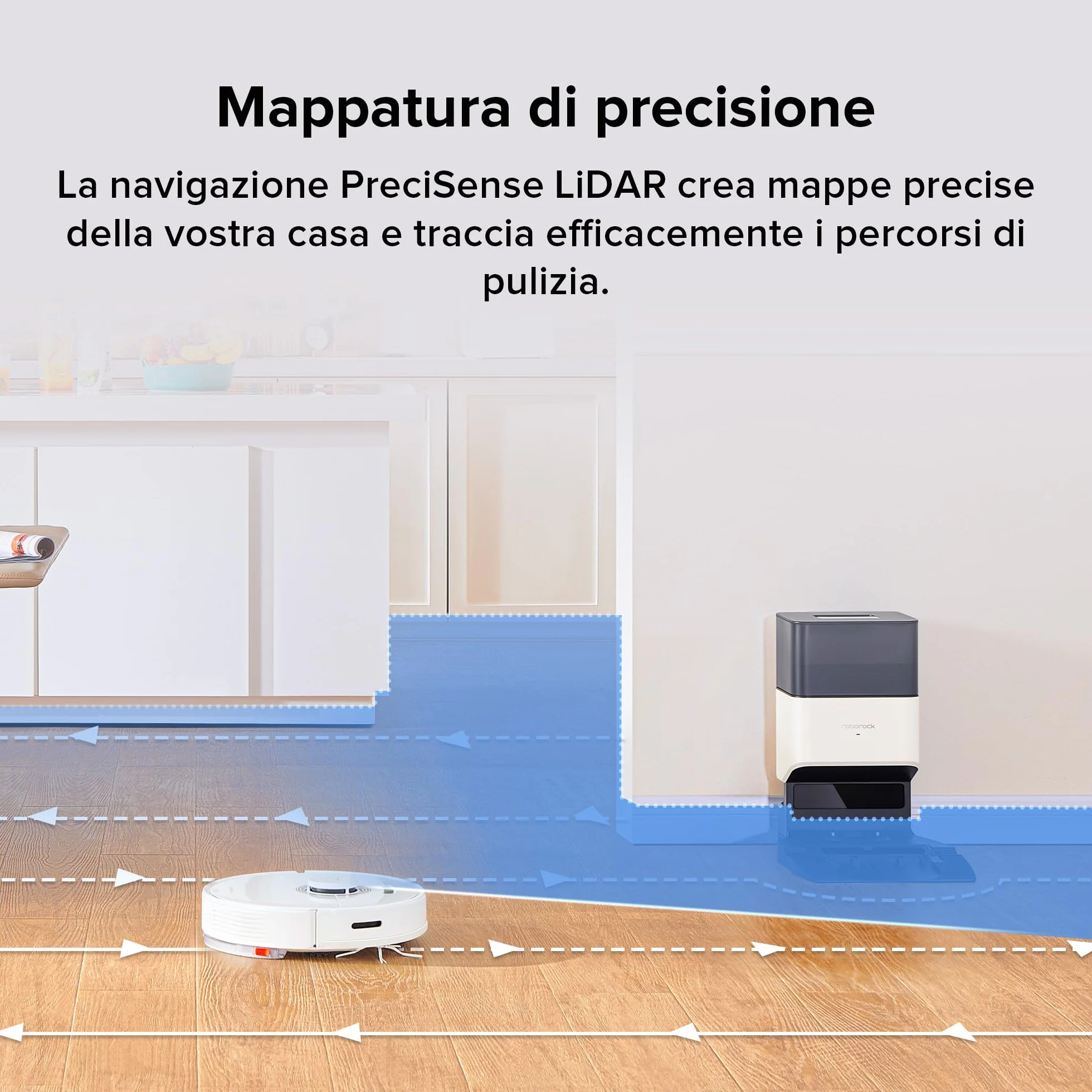 Roborock Q7 Max+ Robot Aspirateur Laveur, 4200Pa, PreciSense LiDAR, 3D Cartographie, Zones Interdites