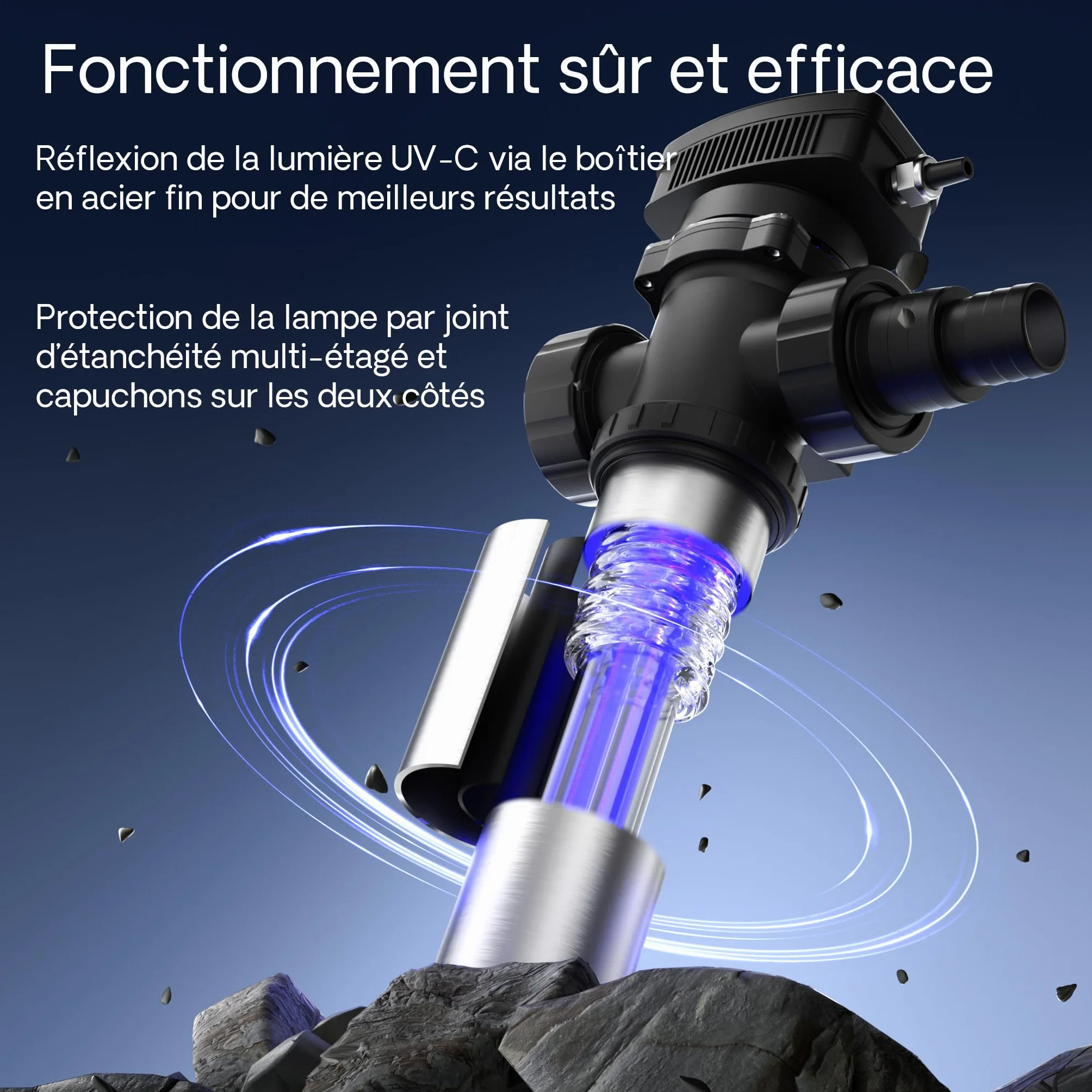 SunSun CUV-755 Stérilisateur Clarificateur Bassin UV-C 55W 8000 l/h Boîtier INOX