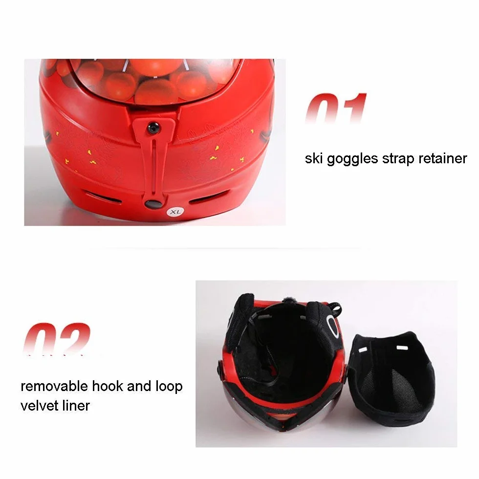 Casque Ski 2-en-1 avec Masque Amovible Anti-buée Anti-UV Intégré