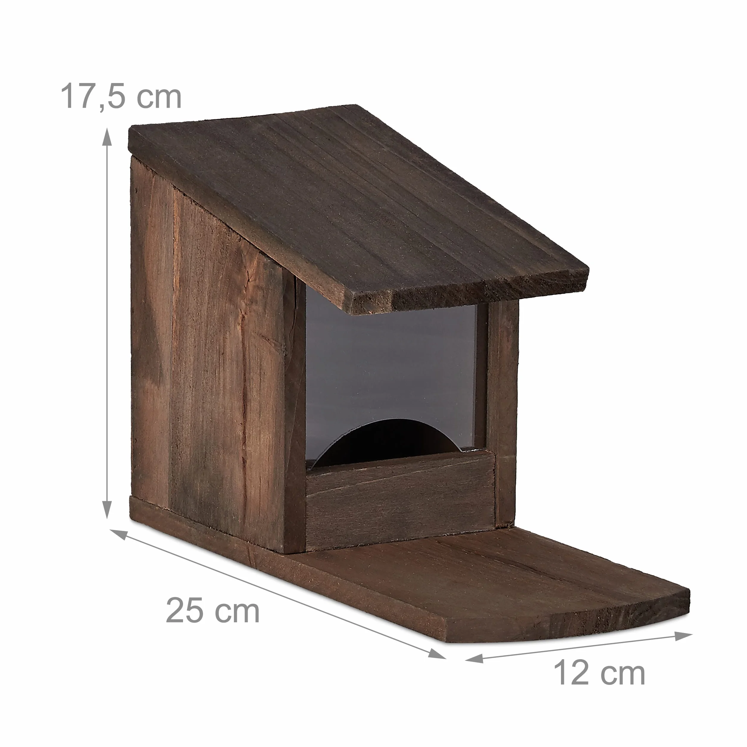 Relaxdays Mangeoire pour écureuils Distributeur Nourriture Bois 17,5 x 12 x 25 cm Marron foncé