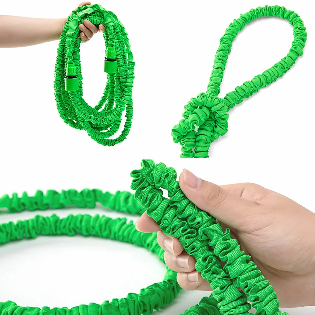 Tuyau d'arrosage extensible 7 fonctions 7,5 m avec raccords 1,9 cm 1,27 cm vert