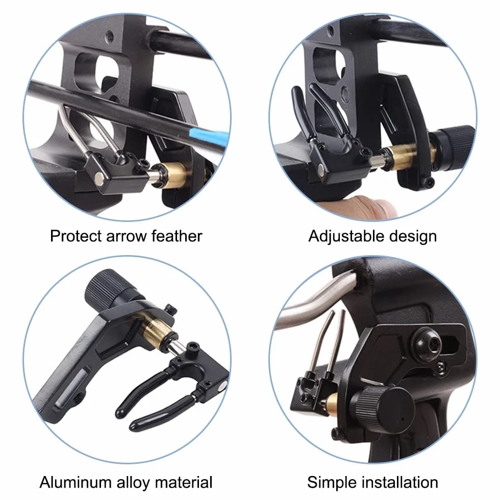 DONGKER Archery Arrow Rest, Lanceur de tir à l'arc réglable, Release à l'arc en alliage d'aluminium, pour accessoires de tir à l'arc de chasse