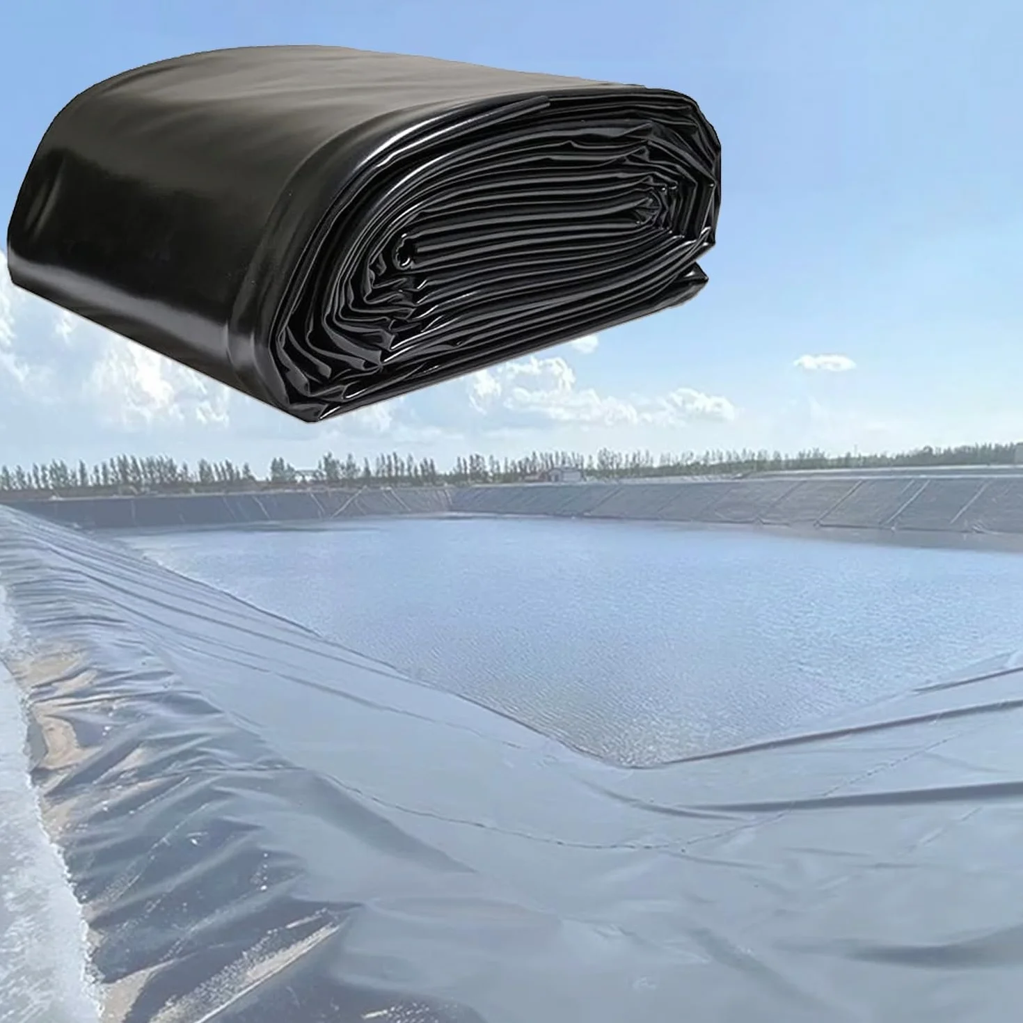 Bâche de bassin noire 10 x 10 m résistante aux UV 5 mm épaisseur pour bassin