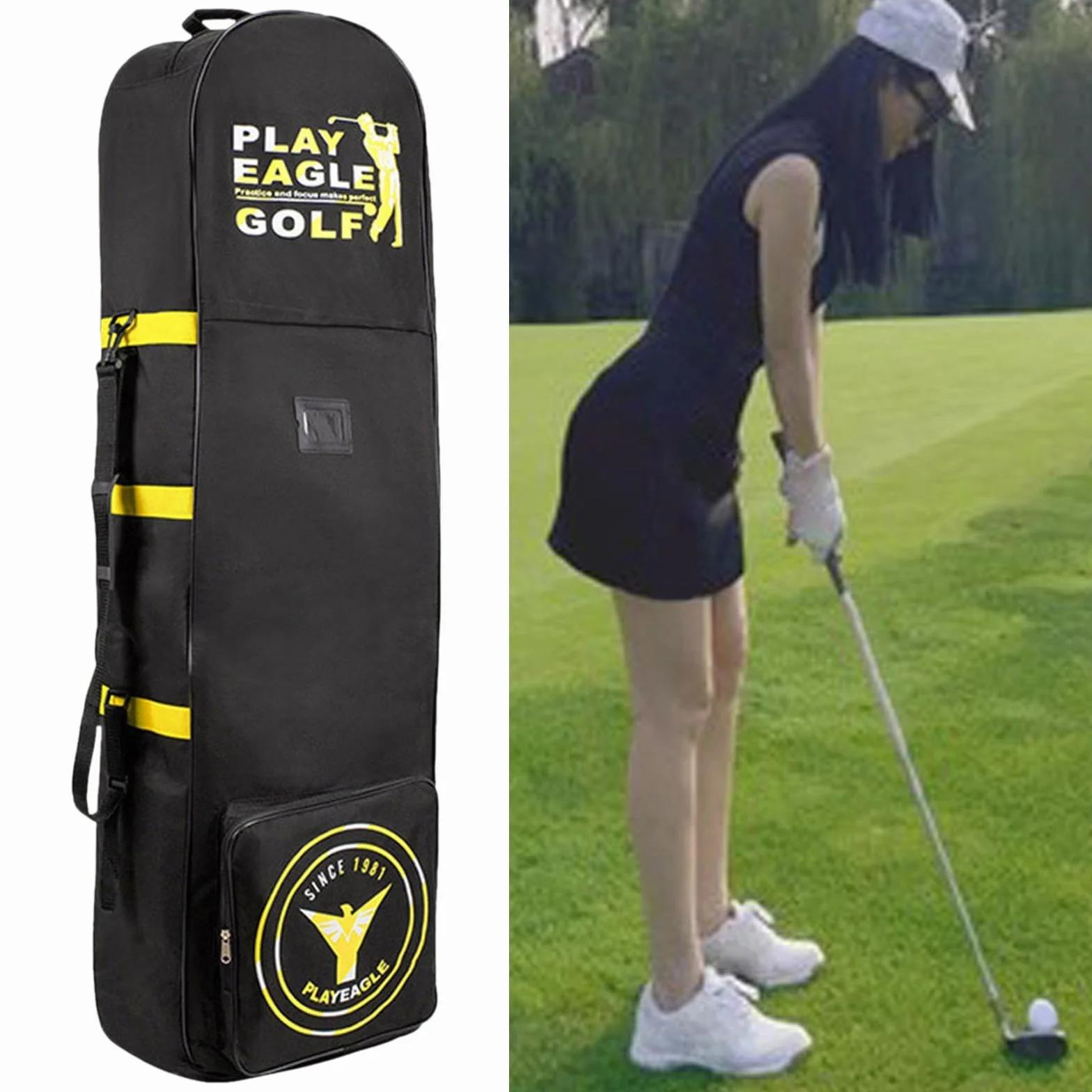 F Fityle Sac de Voyage de Golf pour compagnies aériennes Golf Club Bagages Sac avec bandoulière Amovible Housse de Voyage de Golf résistante à l'usure pour