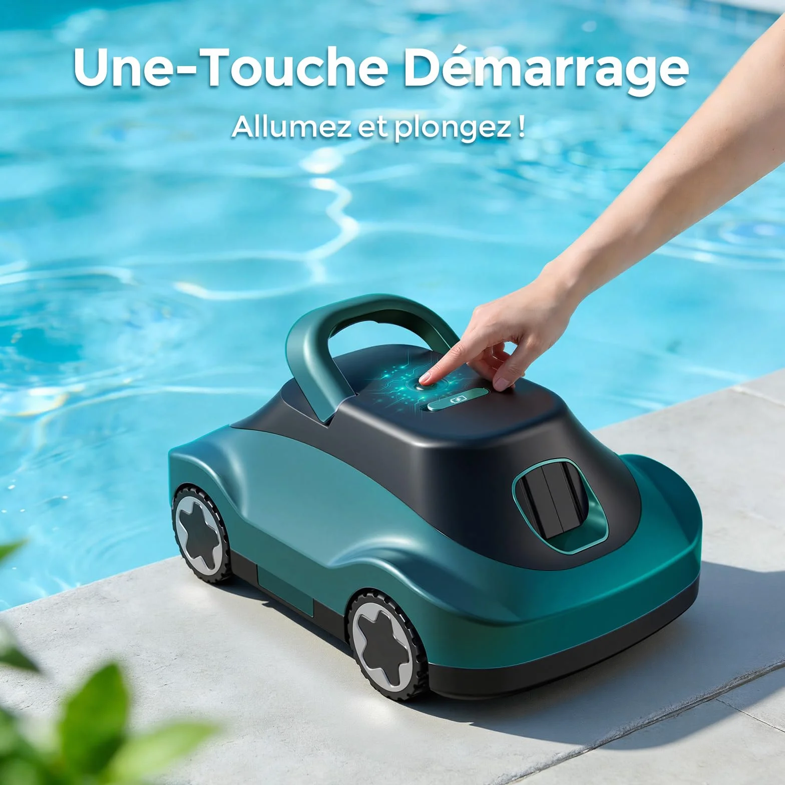 Robot Piscine sans Fil 180 Min Autonomie Aspiration Puissante Navigation Intelligente Filtration Ultra-Fine Auto-Parking pour Piscines Hors Sol 200m²