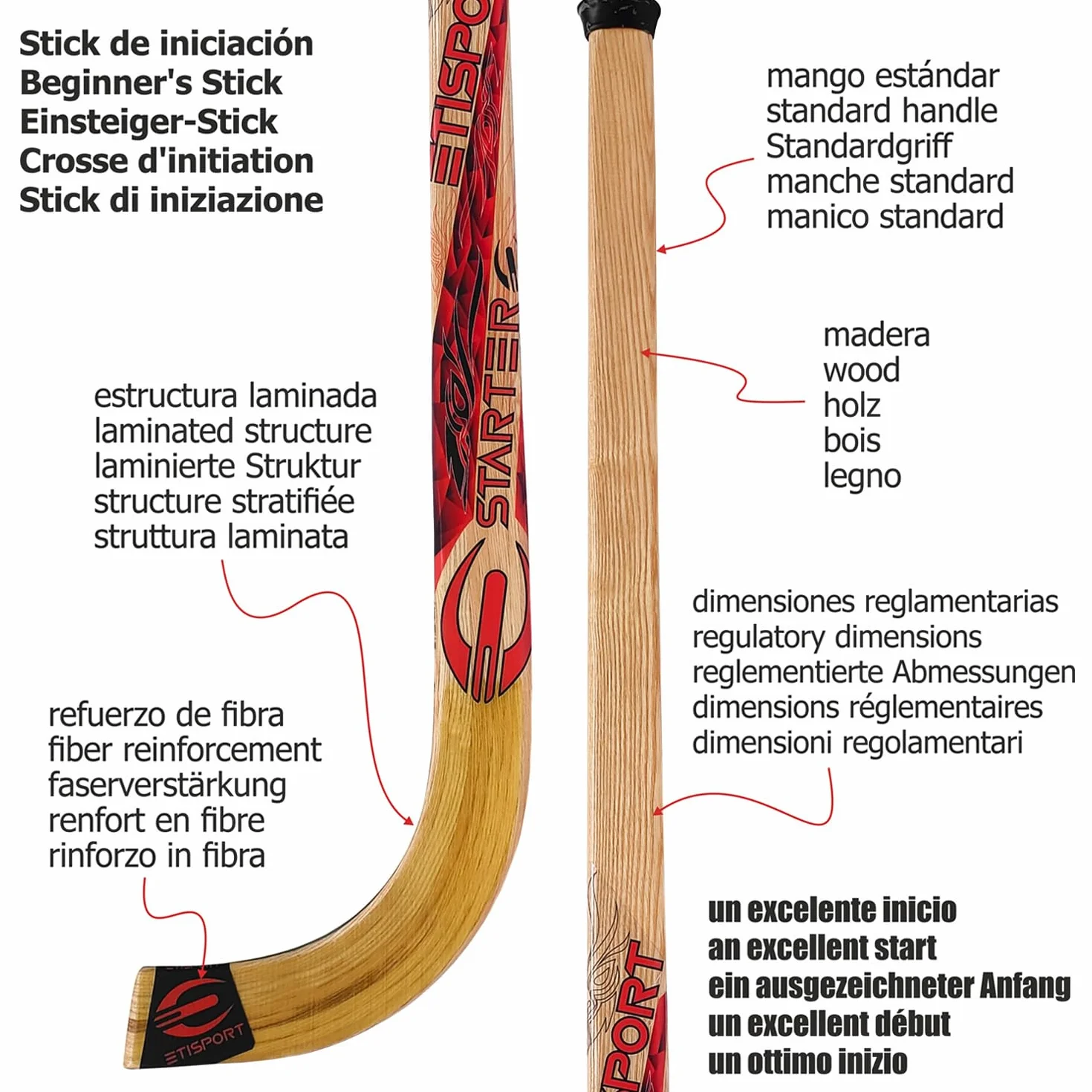 Crosse de Rink Hockey Fury Starter Taille Standard Personnalisable