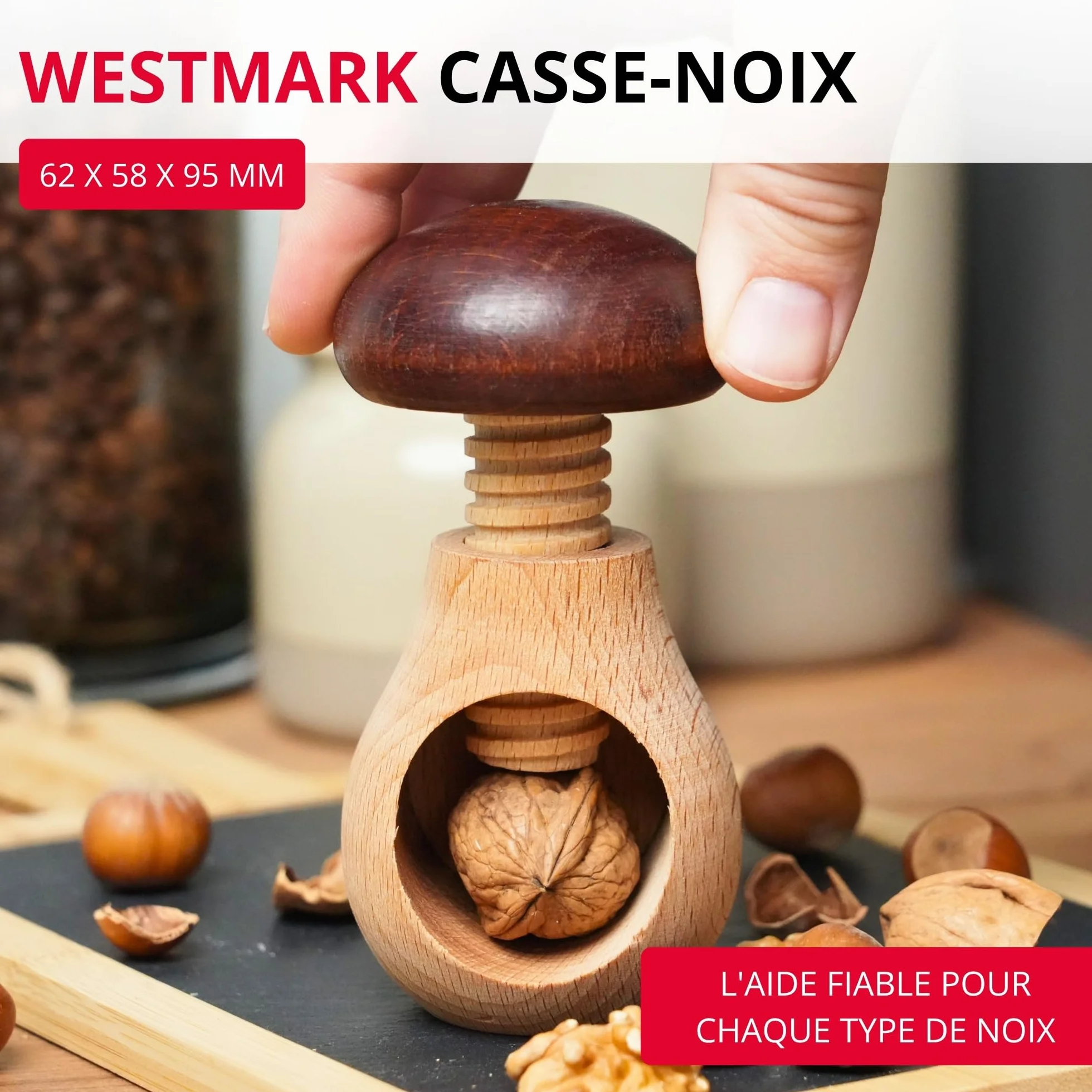 Westmark Casse-Noix en Forme de Champignon, Bois de Hêtre, 9,5 cm, Marron