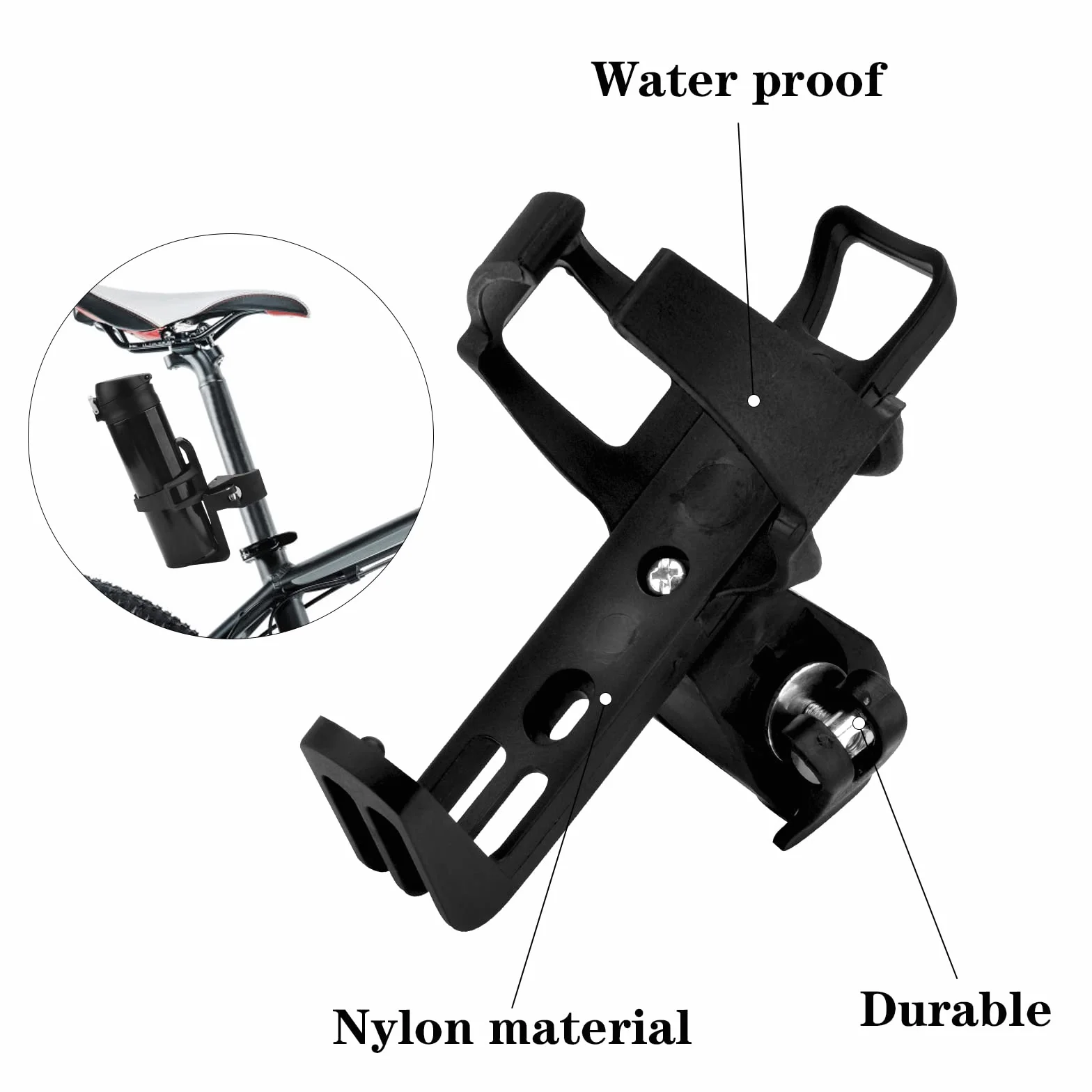 Porte-bouteille pour vélo, super léger, en forme de bouteille, compatible diamètre de tube 1,5 à 4,2 cm, VTT et vélo de route