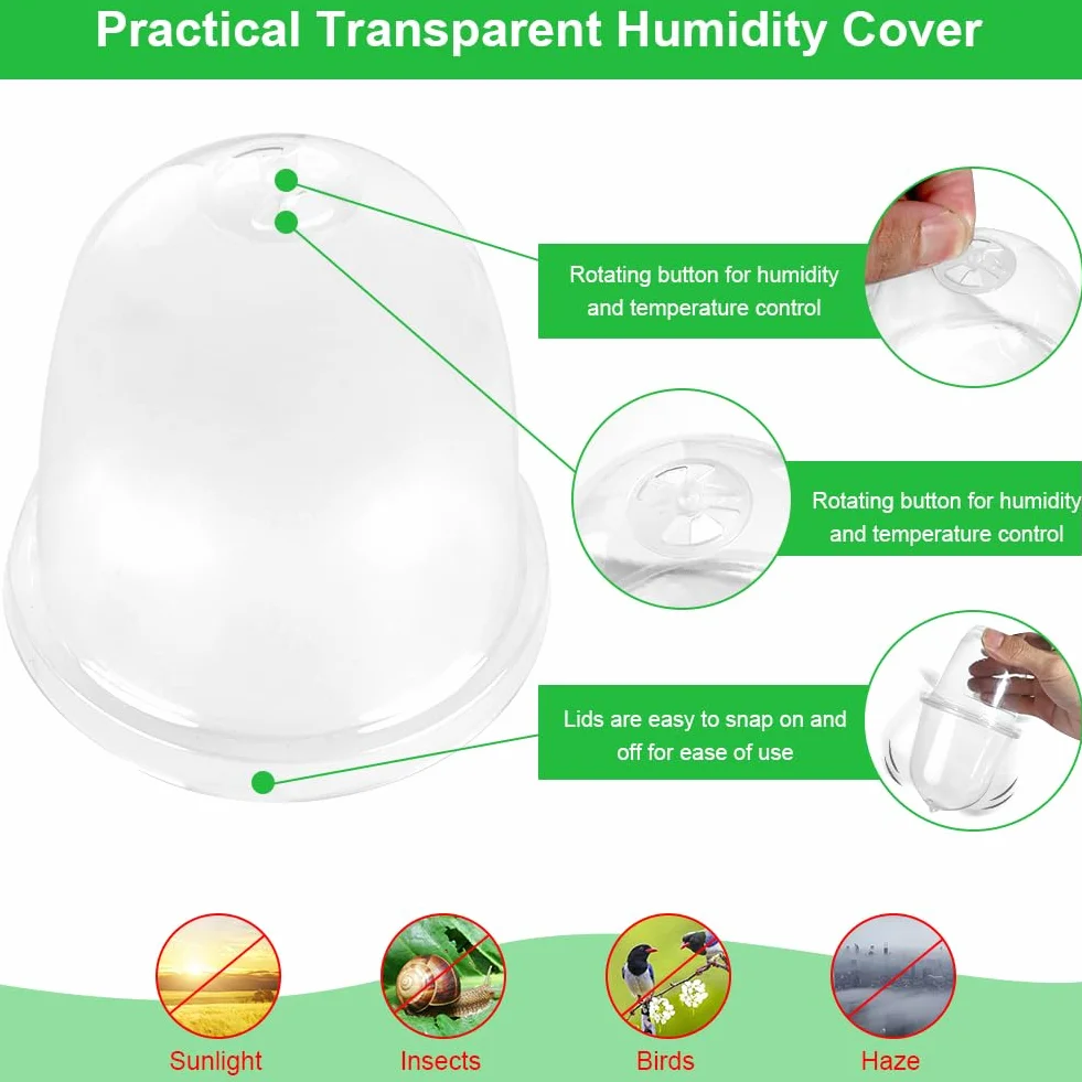 30 Pièces Pots de Pépinière Transparents avec Dôme d'Humidité, 10cm Plastique, Pots de Démarrage de Semis