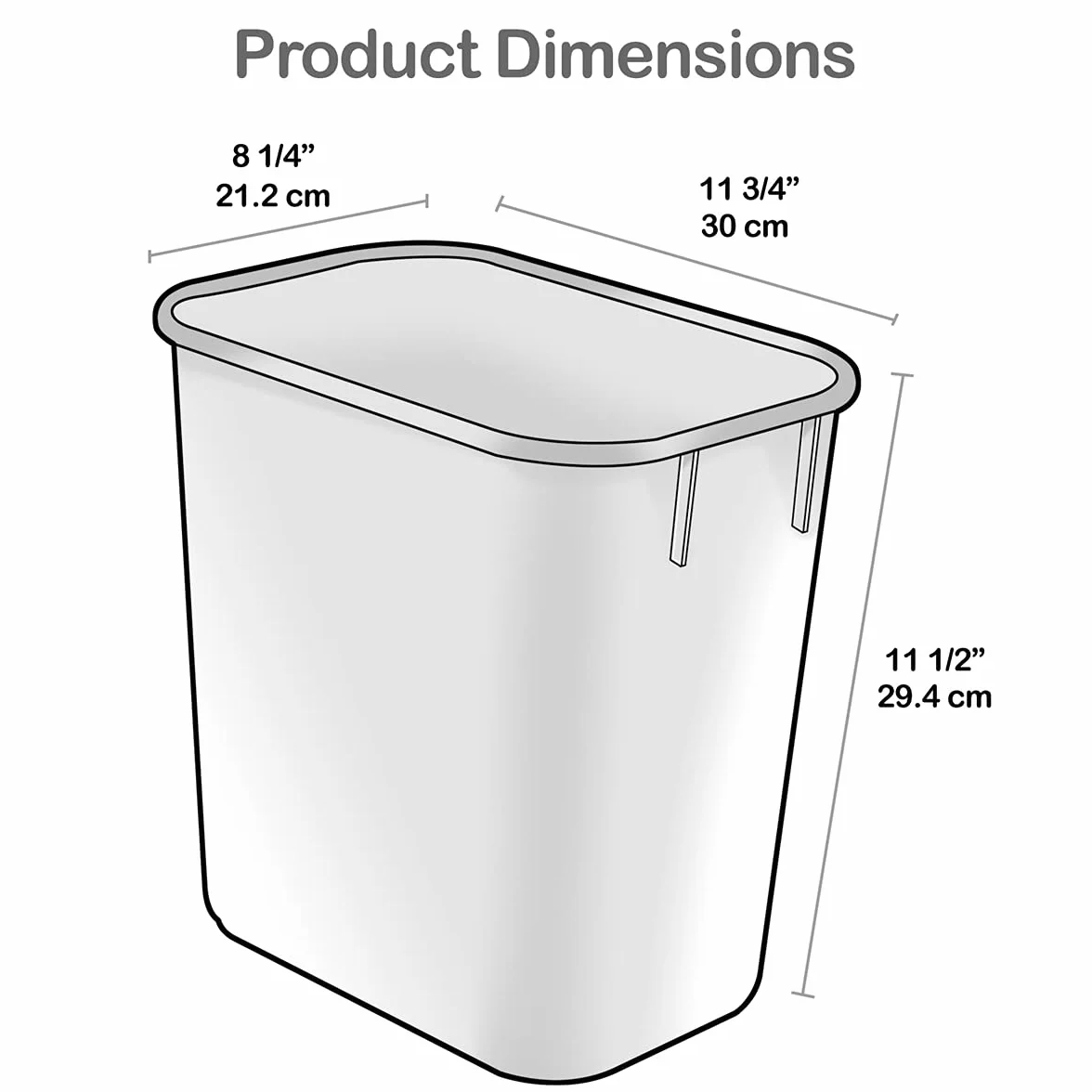 Acrimet Corbeille Poubelle bureau 12 litres plastique noire lot de 4