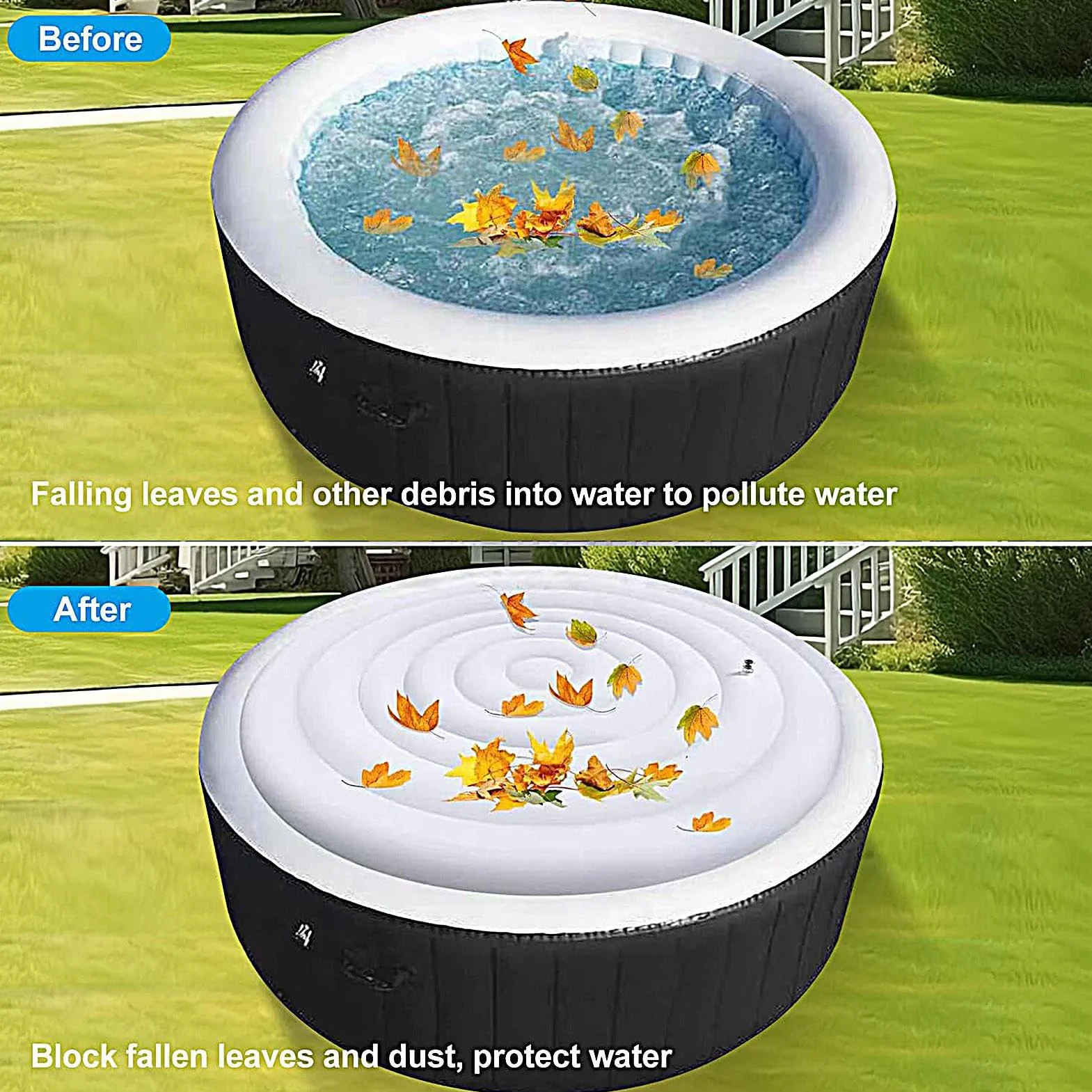 Housse de Protection pour Gonflable Ronde 145 cm avec Poignée, Protection Contre le Vent et Thermique