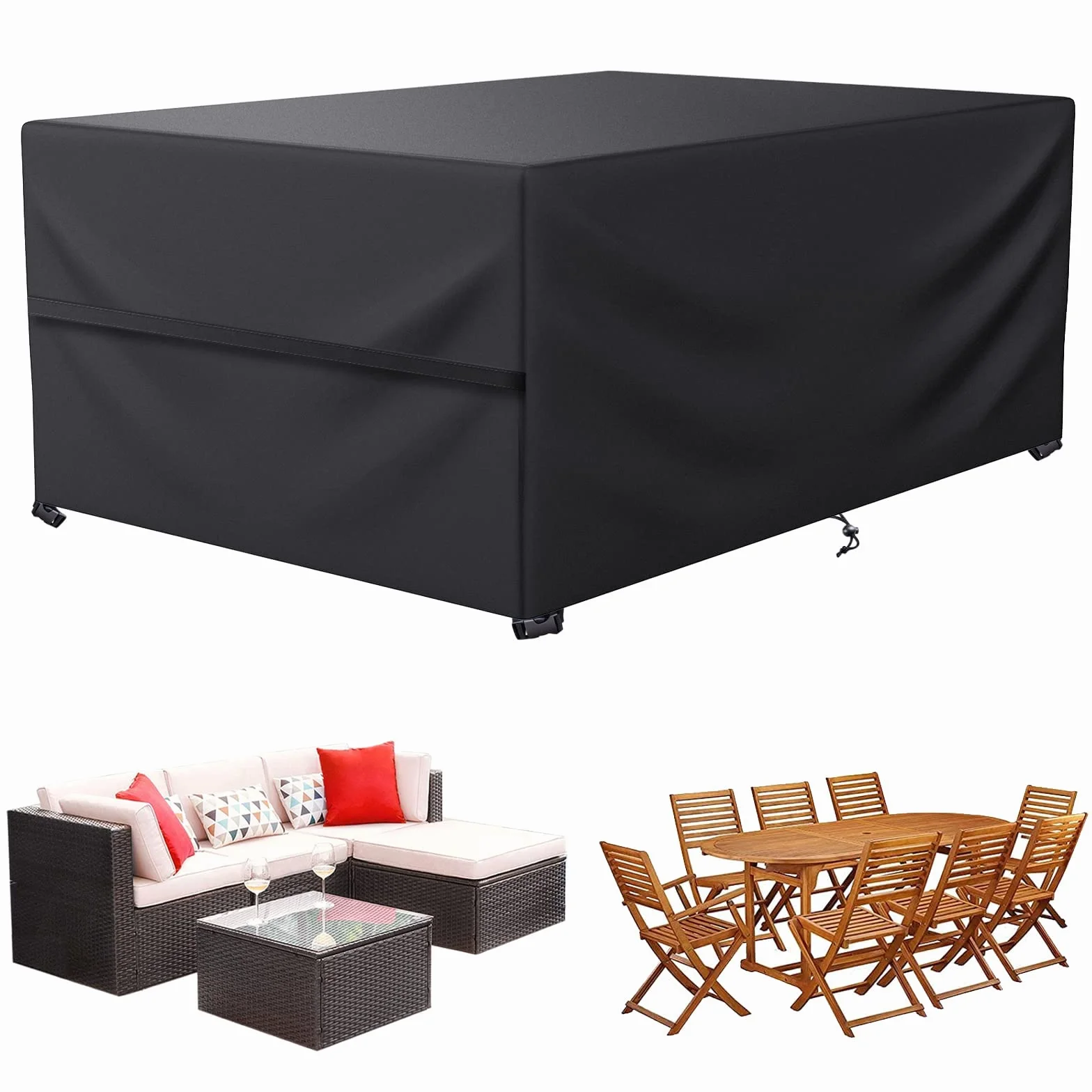 Housse Salon de Jardin 600D Oxford Tissu Protection Tous Les Temps 200 x 120 x 80 cm