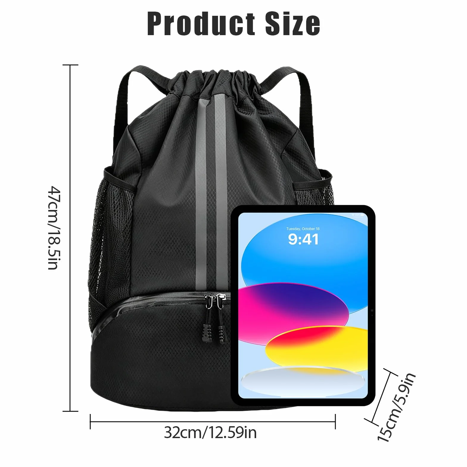 Sac de sport avec compartiment à chaussures, sac de gym à cordon, sac à dos de sport imperméable pour femmes et hommes, sac de sport pour hommes, idéal pour le sport, le fitness, la randonnée