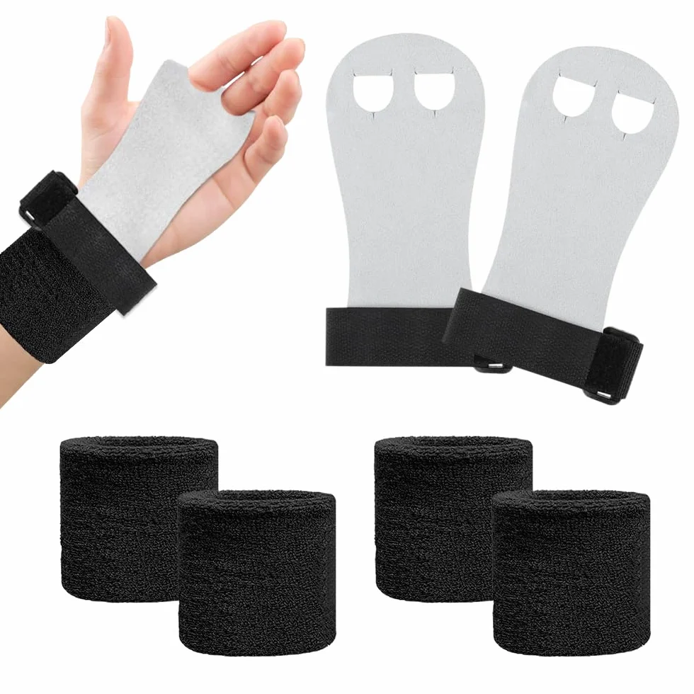 Manique Gants Gym Enfant Adulte Protection Paumes 2 Paire Poignées Gymnastique d'entraînement Ouverts Crossfit Powerlifting