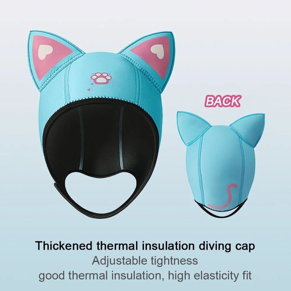 Chapeau De Plongée avec Oreilles De Chat 3mm, Capuche De Plongée sous-Marine en Néoprène Épaissie, Casquette De Voile, Combinaisons pour Le Surf, Le, Les Sports Nautiques