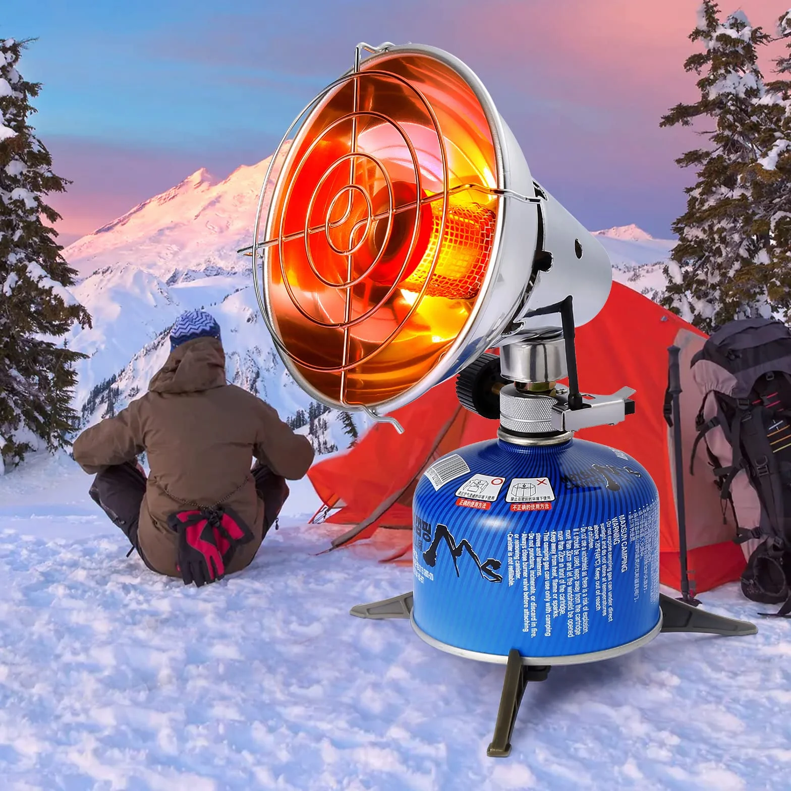 Mini Chauffage de gaz portable pour camping tente extérieur convection pêche randonnée hivernale