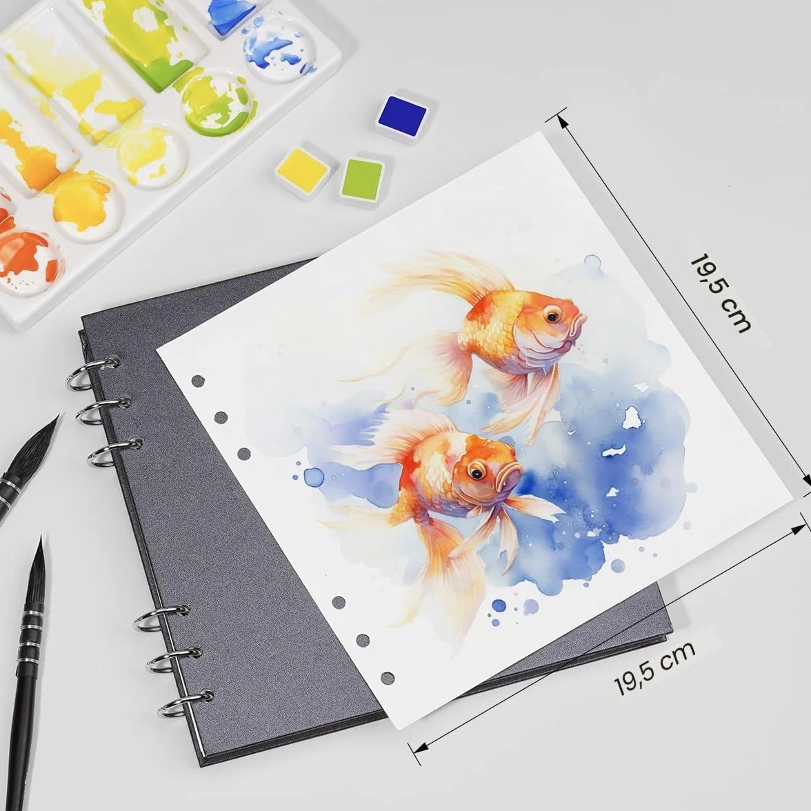Lightwish Carnet aquarelle carré 100% coton 300 g/m² sans acide 20 feuilles 19 x 20 cm