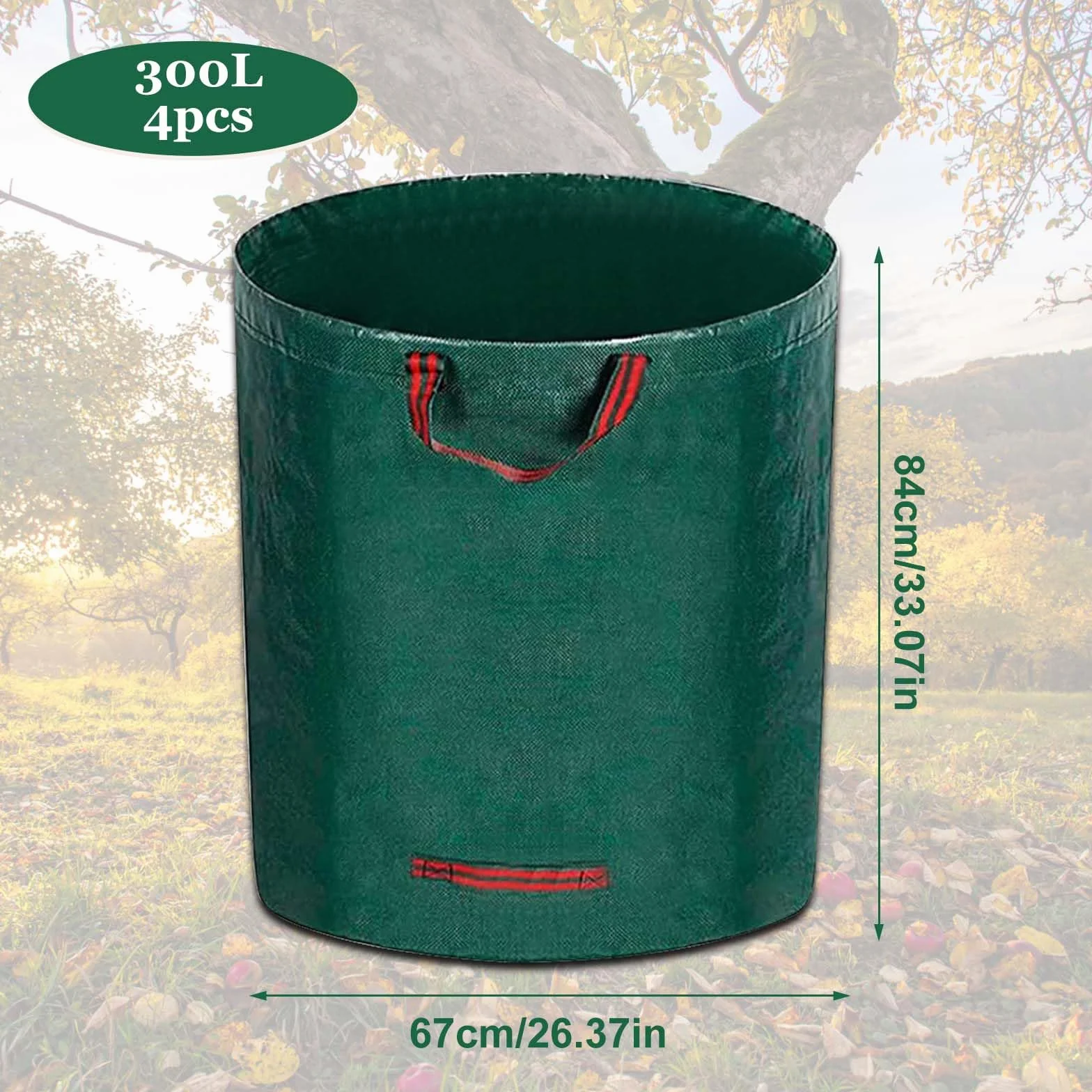 Sacs de Jardin 300L 4x Pliables Réutilisables Étanches avec Poignées Déchets Jardinage