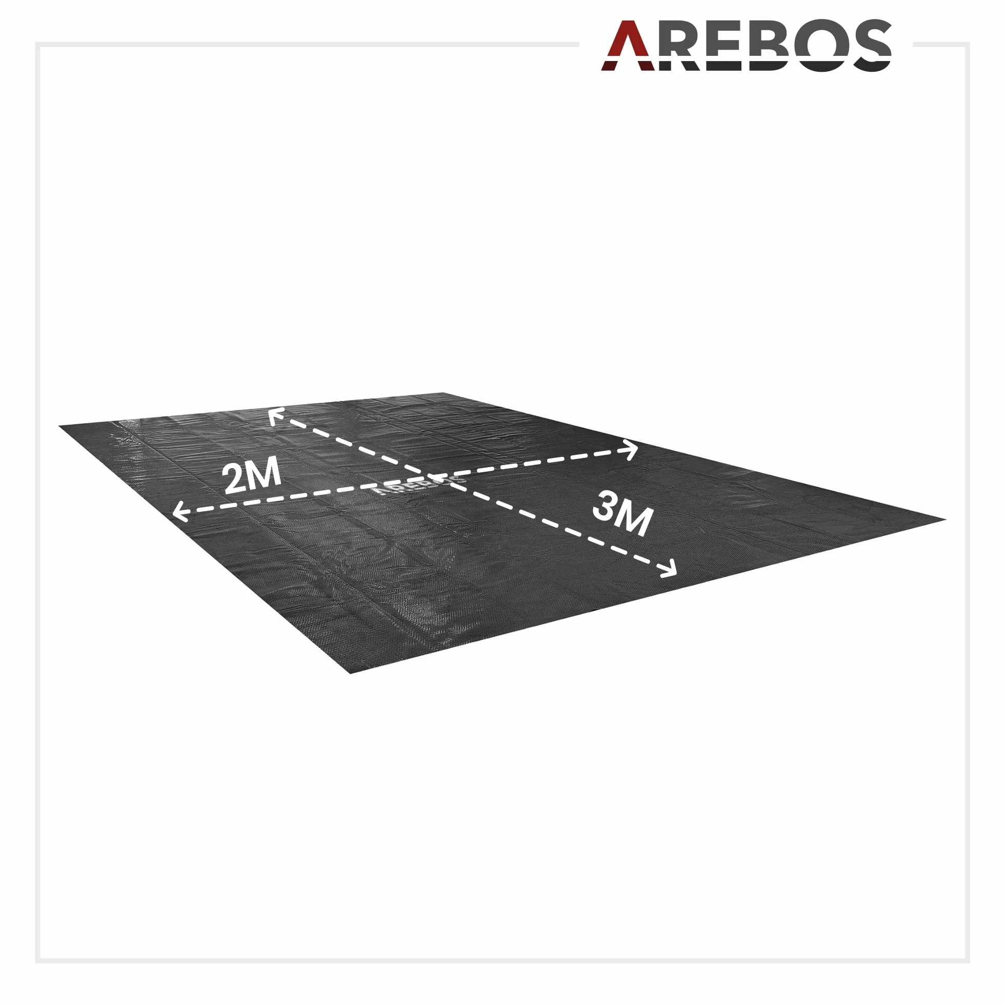 Arebos Bâche Solaire de Piscine 3 x 2 m Noire 120 µm Couverture Thermique