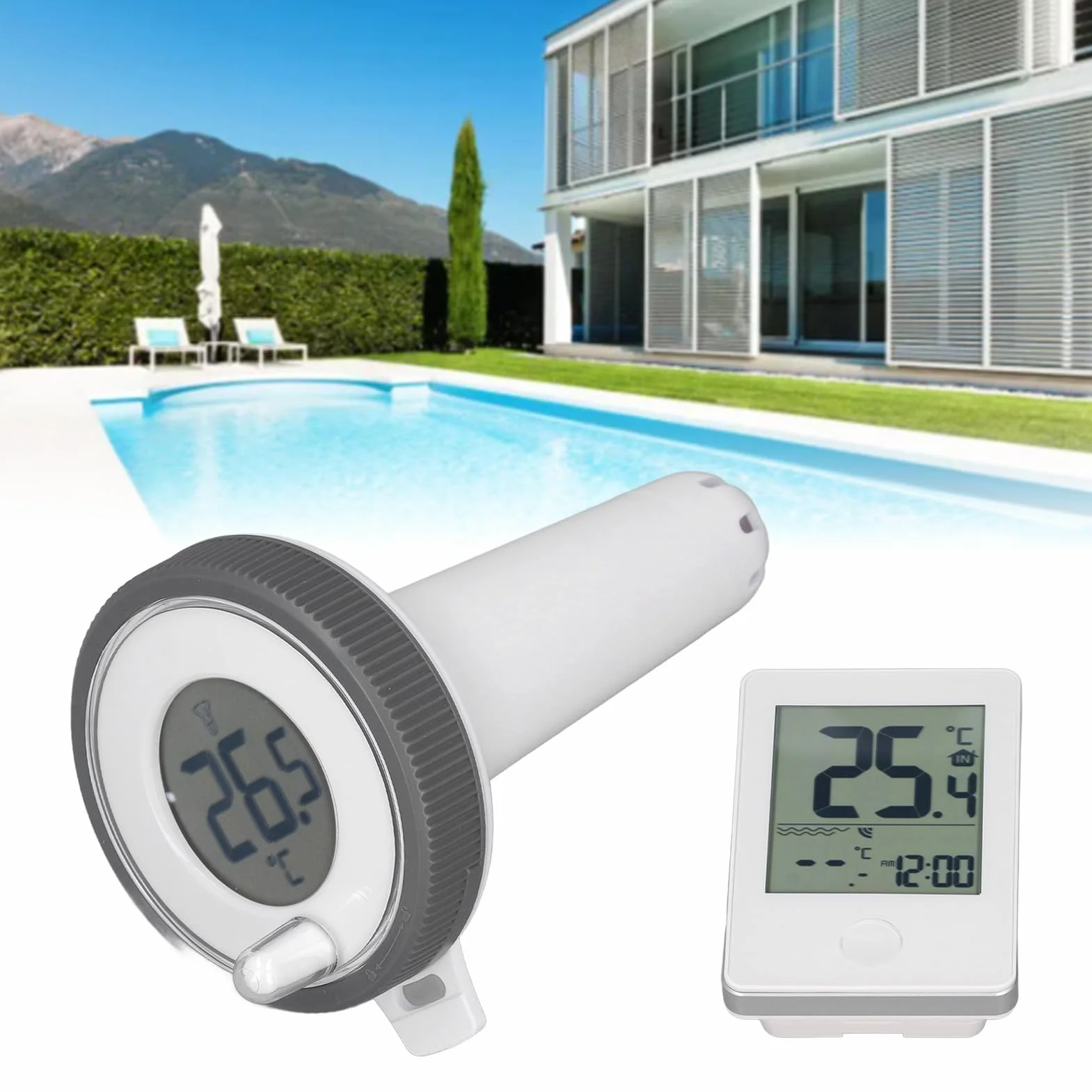 Thermomètre Flottant Numérique sans Fil ABS étanche pour Piscine, Bains à Remous et Aquariums
