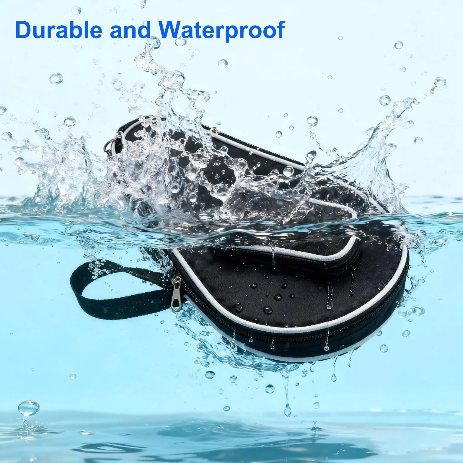 Pochette raquette ping pong imperméable pour 2 raquettes et 3 balles avec porte-clés noire