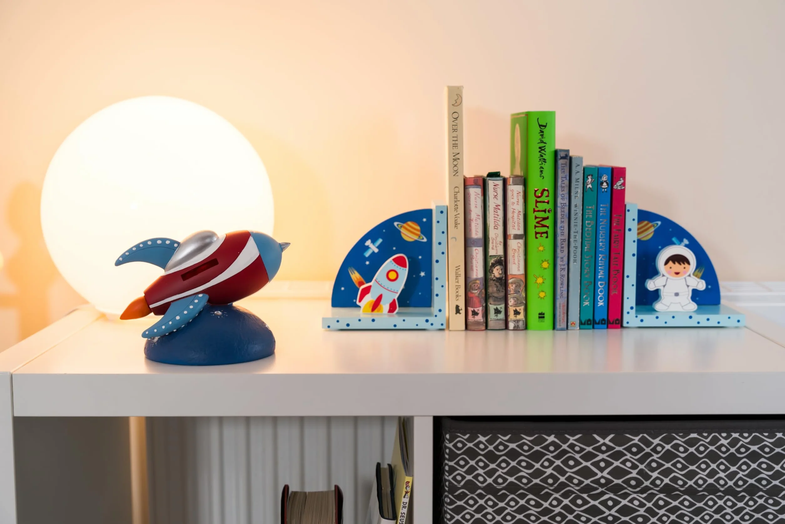 Serre-Livres 3D en Bois Thème Fusée pour Chambre d'enfant