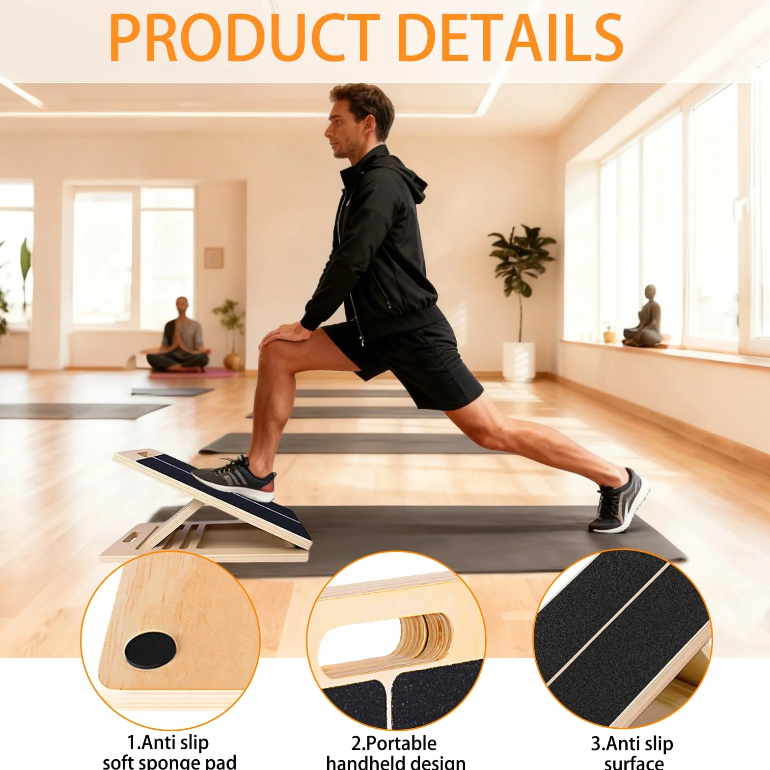 Planche Inclinée en Bois,Planche D'équilibre en Bois,Planche Inclinée Kiné,Réglable Balance Board Pour Étirez les Muscles de vos Jambes et Entraînement à L'équilibre