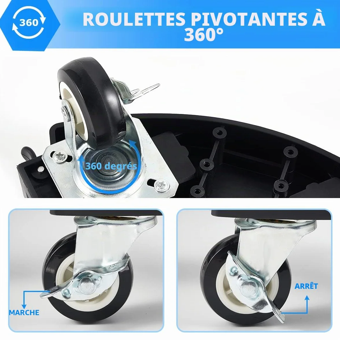 Support Plante à Roulettes Réglable 38-58CM 200KG Porte Plante Robuste Extérieur Intérieur
