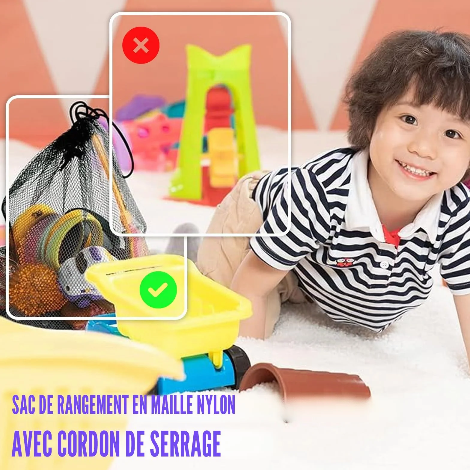 NICKLIN Sacs en Maille avec Cordon de Serrage 30 x 45 cm, Grands Sacs à Cordon en Maille Nylon Durable pour Plage Sport Rangement