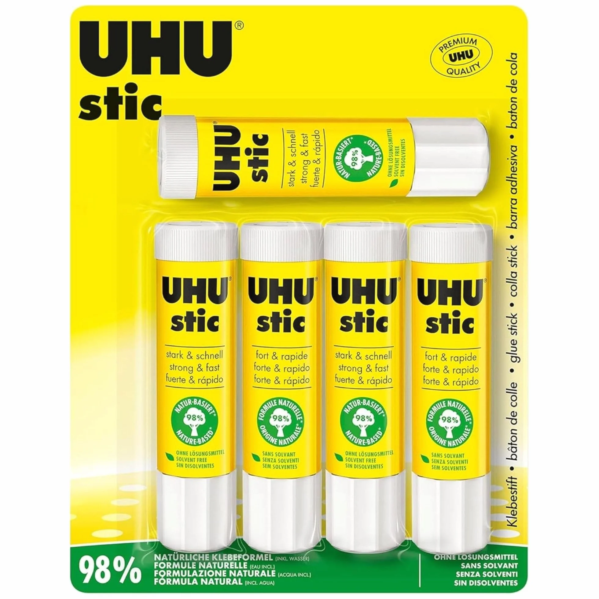 UHU Stic Bâton de Colle Sans Solvants Colle Enfant Lot de 5 x 21 g