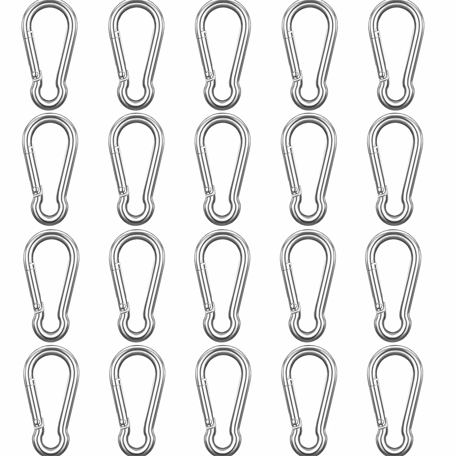Petit Mousqueton, Mousquetons en Aluminium Porte Clef Mousqueton pour Sac à Dos Laisse Chien Camping Randonnée Pêche Voyage (Argent)